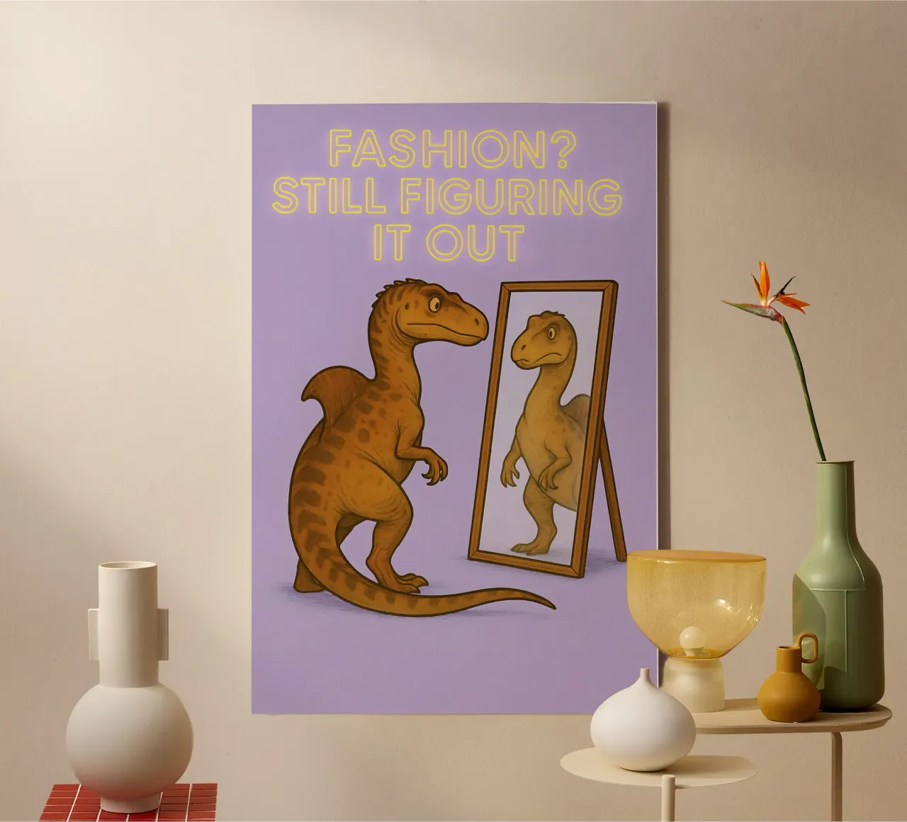 Funny Concavenator Meme tela con Cornice a cassetta da Funny Humor Art
