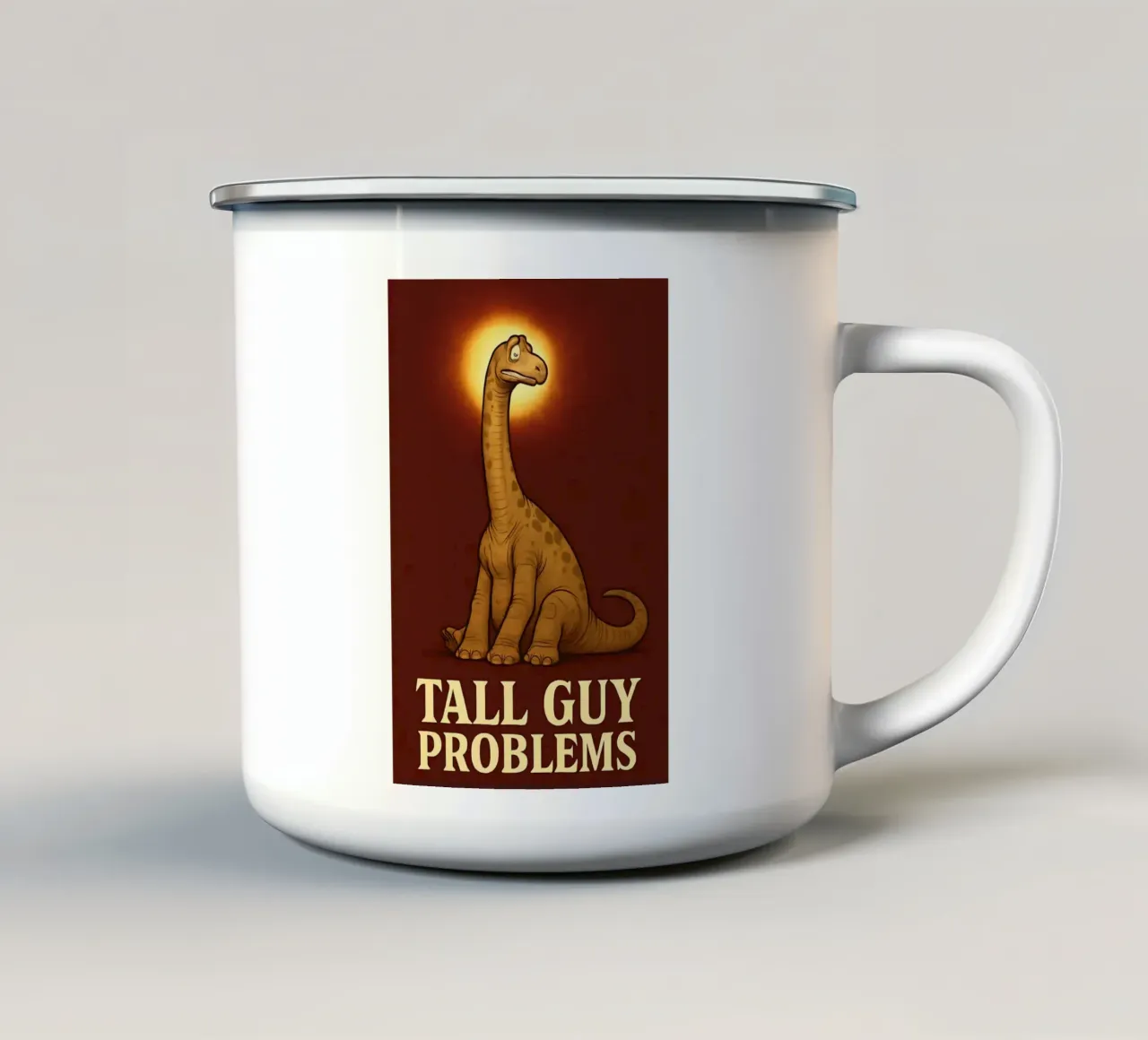 Meme divertente sul barosauro tazza in smalto da Funny Humor Art