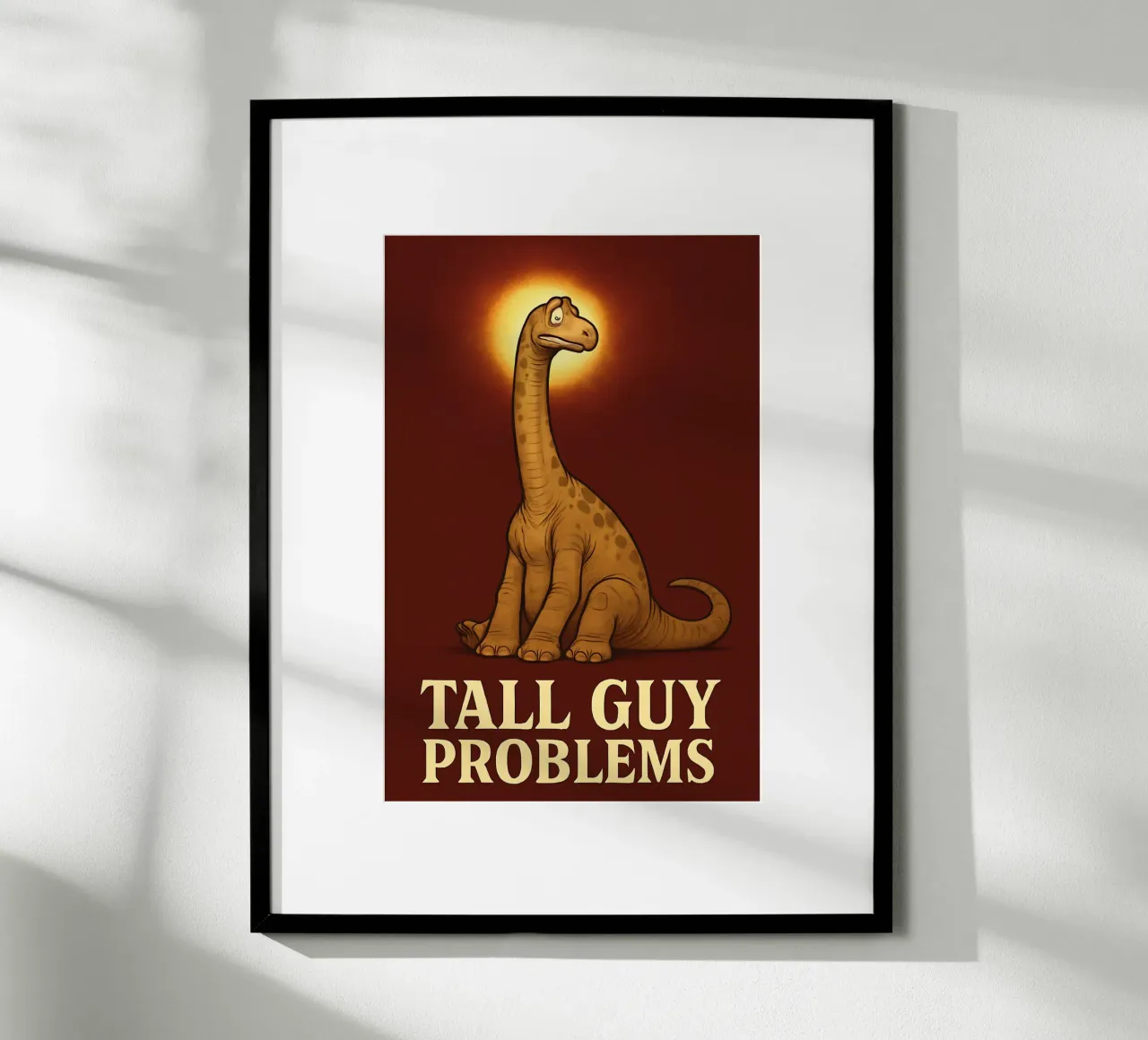 Meme divertente sul barosauro poster con telaio in legno da Funny Humor Art