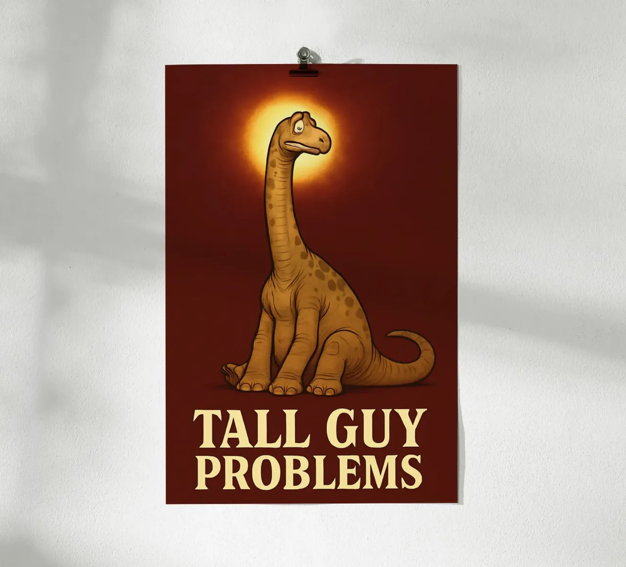 Meme divertente sul barosauro poster con telaio in legno da Funny Humor Art
