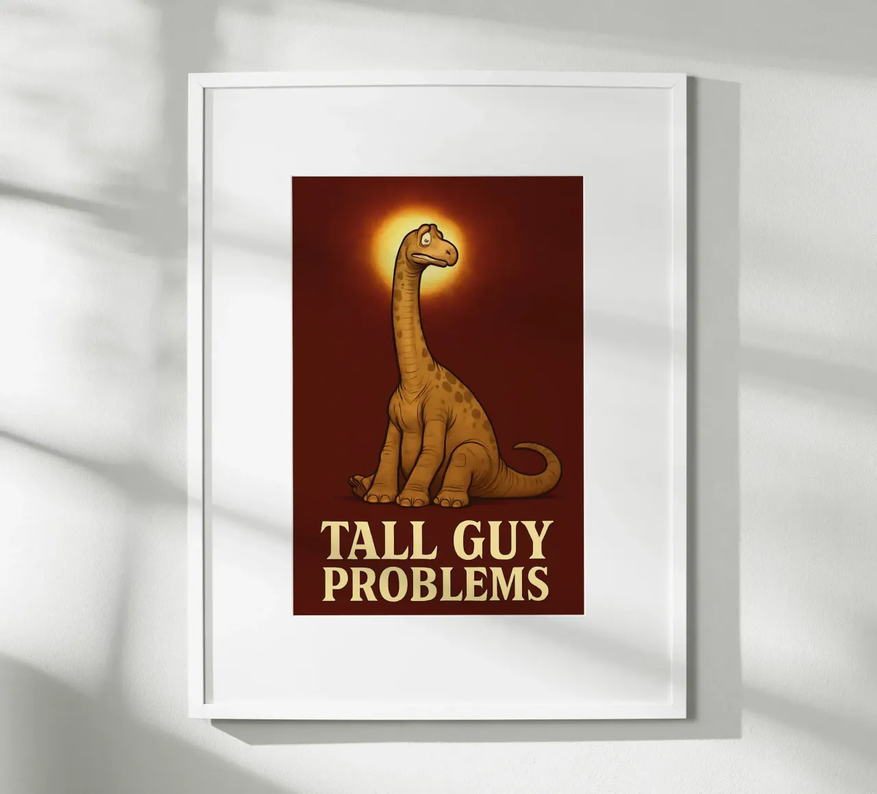 Meme divertente sul barosauro poster con telaio in legno da Funny Humor Art