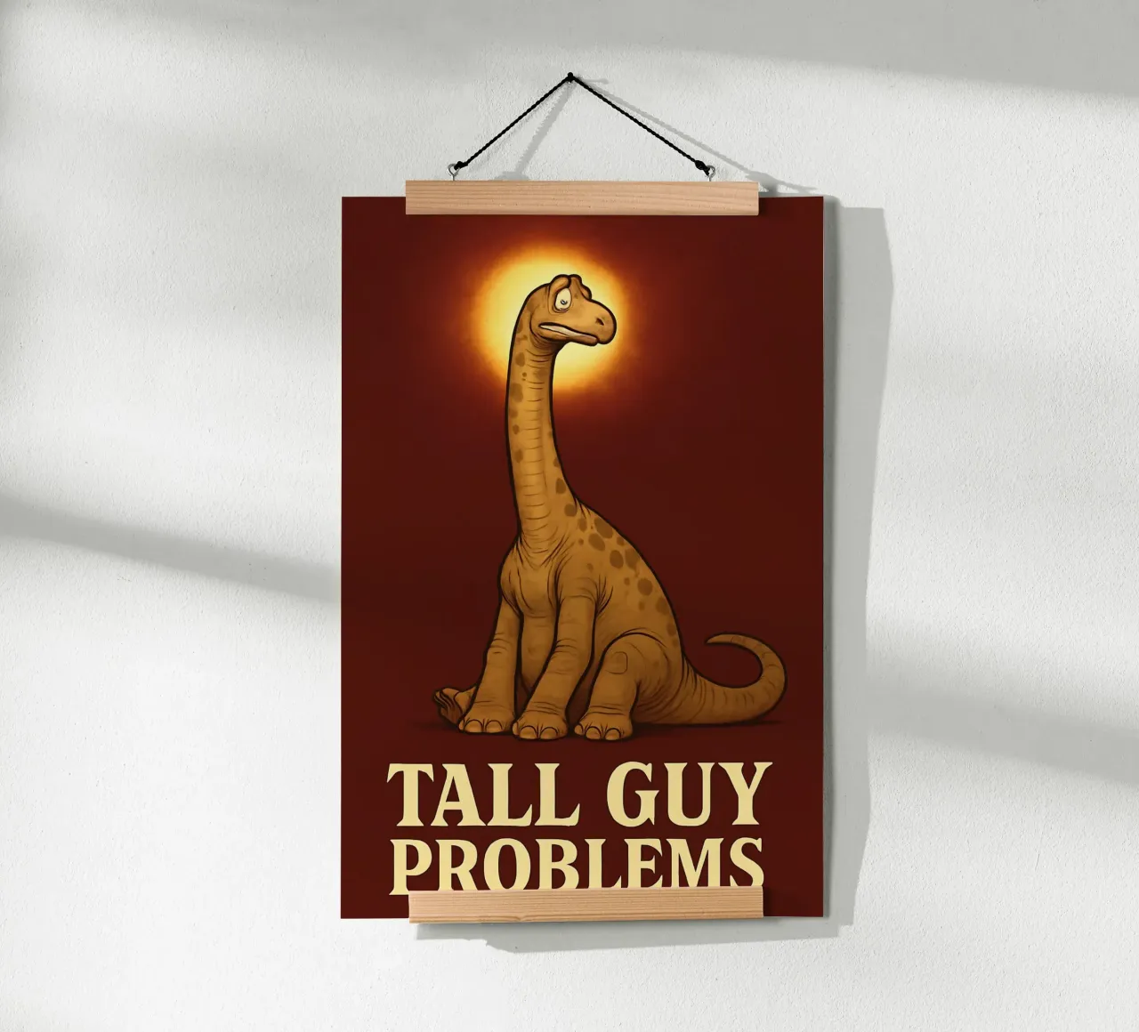 Meme divertente sul barosauro poster con telaio in legno da Funny Humor Art