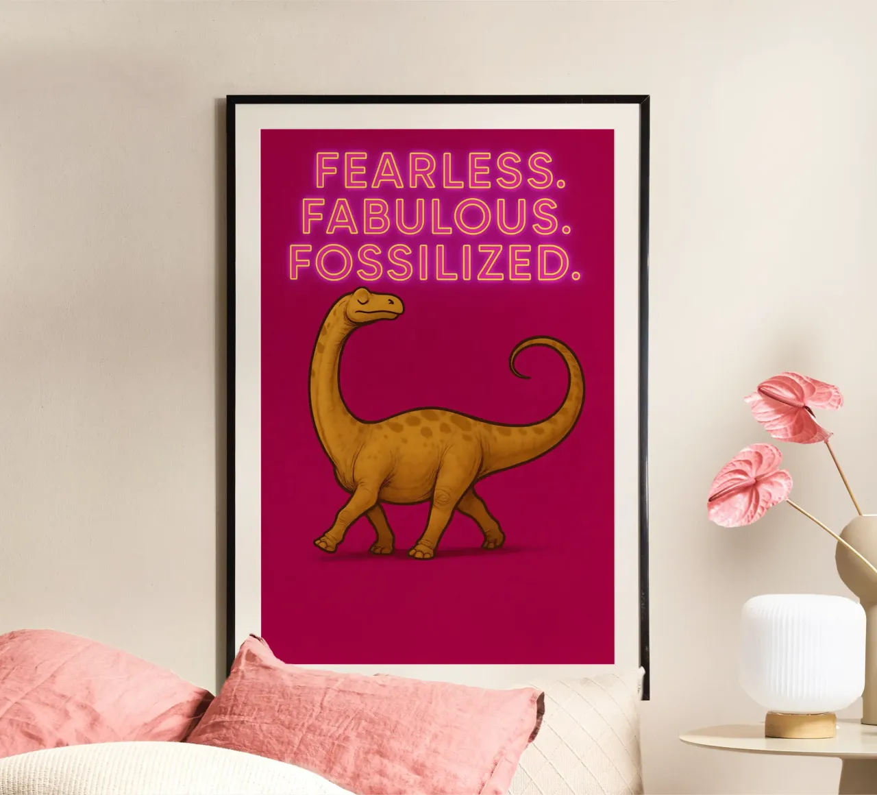 Divertente Meme di Dreadnoughtus poster con telaio in alluminio da Funny Humor Art
