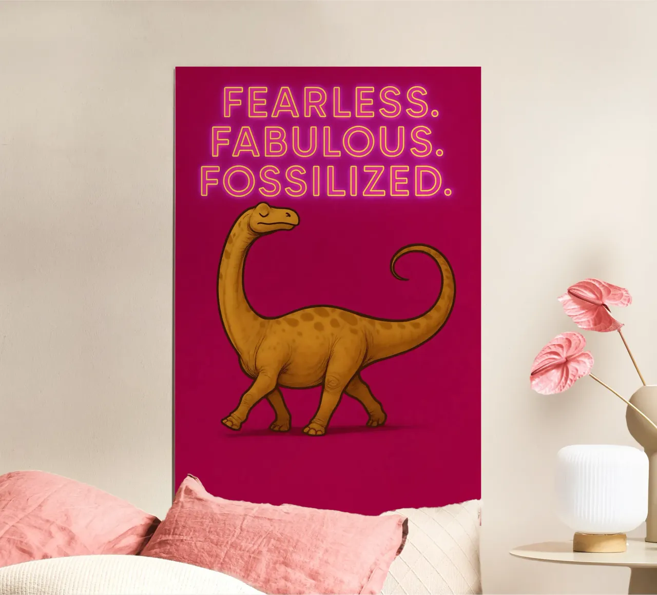 Divertente Meme di Dreadnoughtus poster con telaio in alluminio da Funny Humor Art