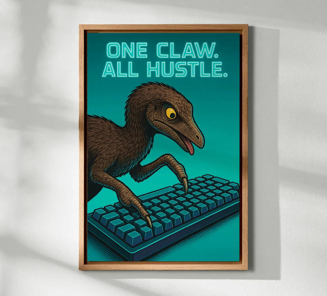Funny Mononykus Meme canvas with Floater frame by Funny Humor Art