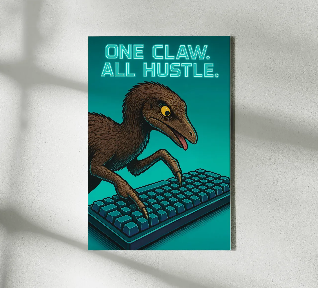 Funny Mononykus Meme canvas with Floater frame by Funny Humor Art