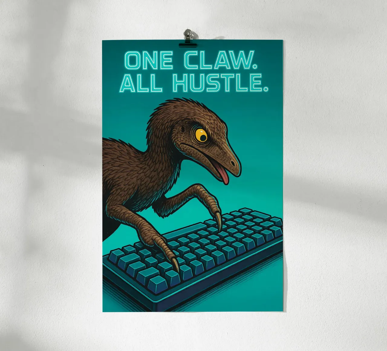 Divertente il meme Mononykus poster con telaio in alluminio da Funny Humor Art