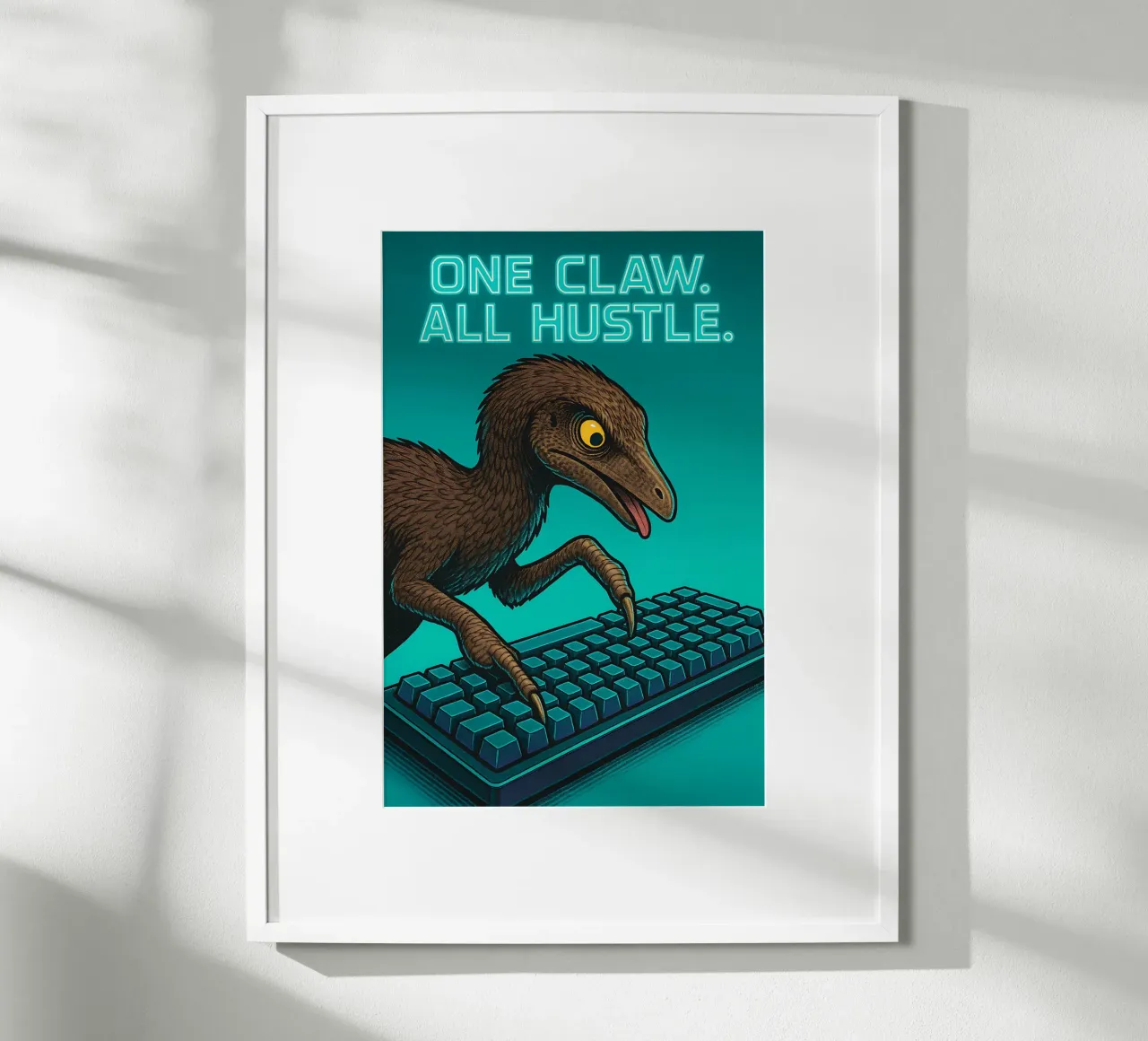 Divertente il meme Mononykus poster con telaio in alluminio da Funny Humor Art