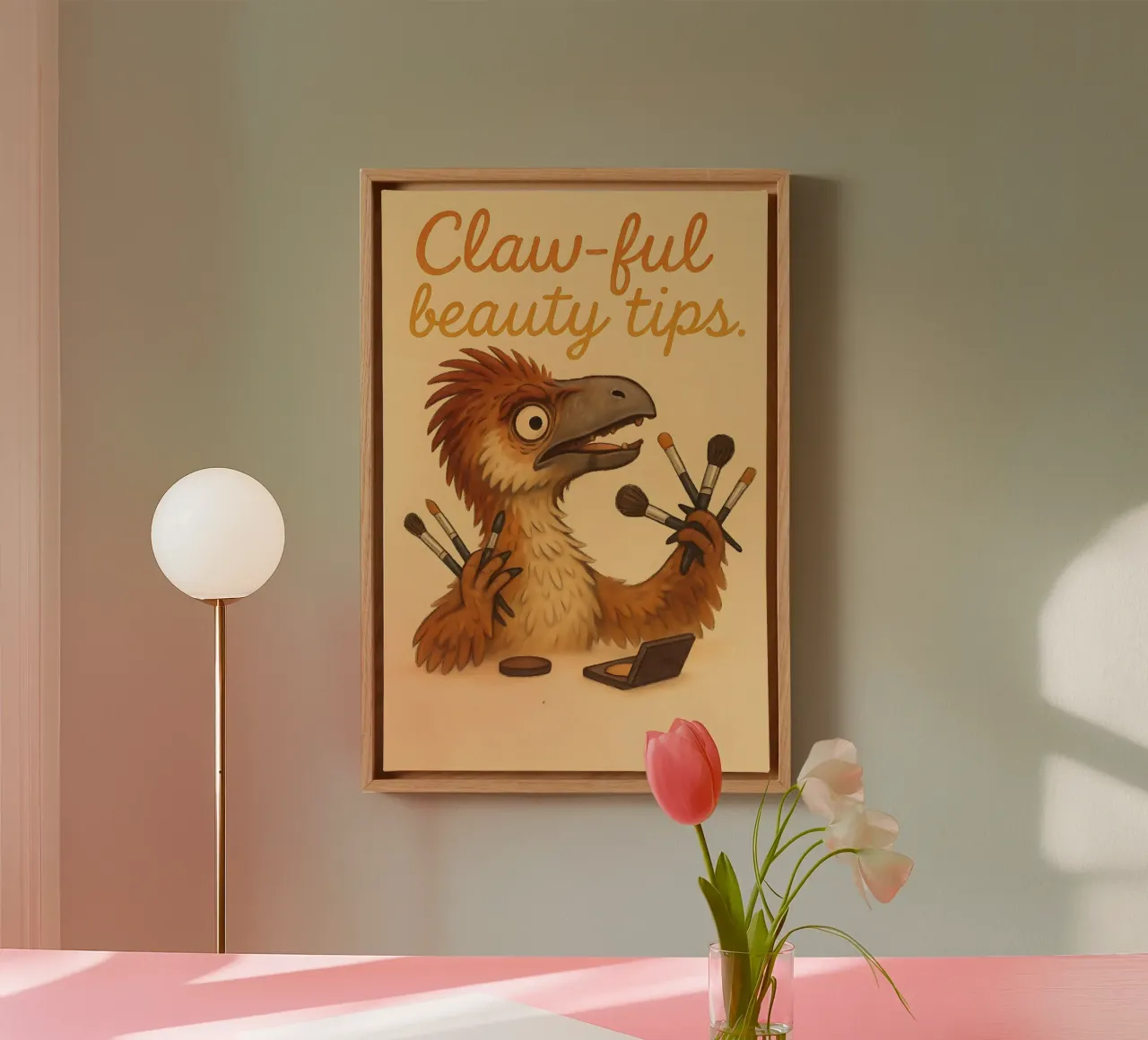 Funny Beipiaosaurus Meme canvas with Floater frame by Funny Humor Art
