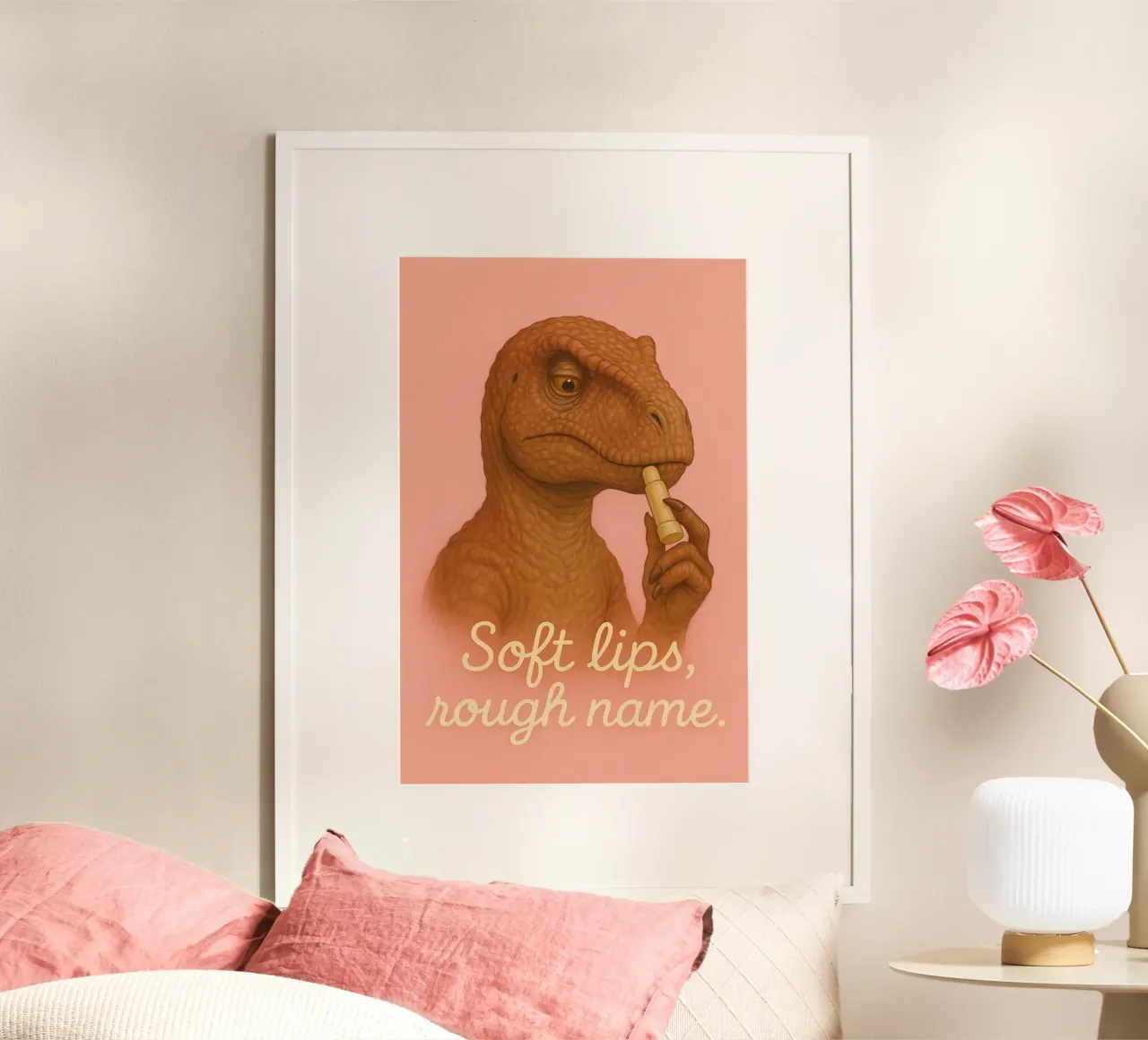 Meme divertente di Rugops poster con telaio in legno da Funny Humor Art