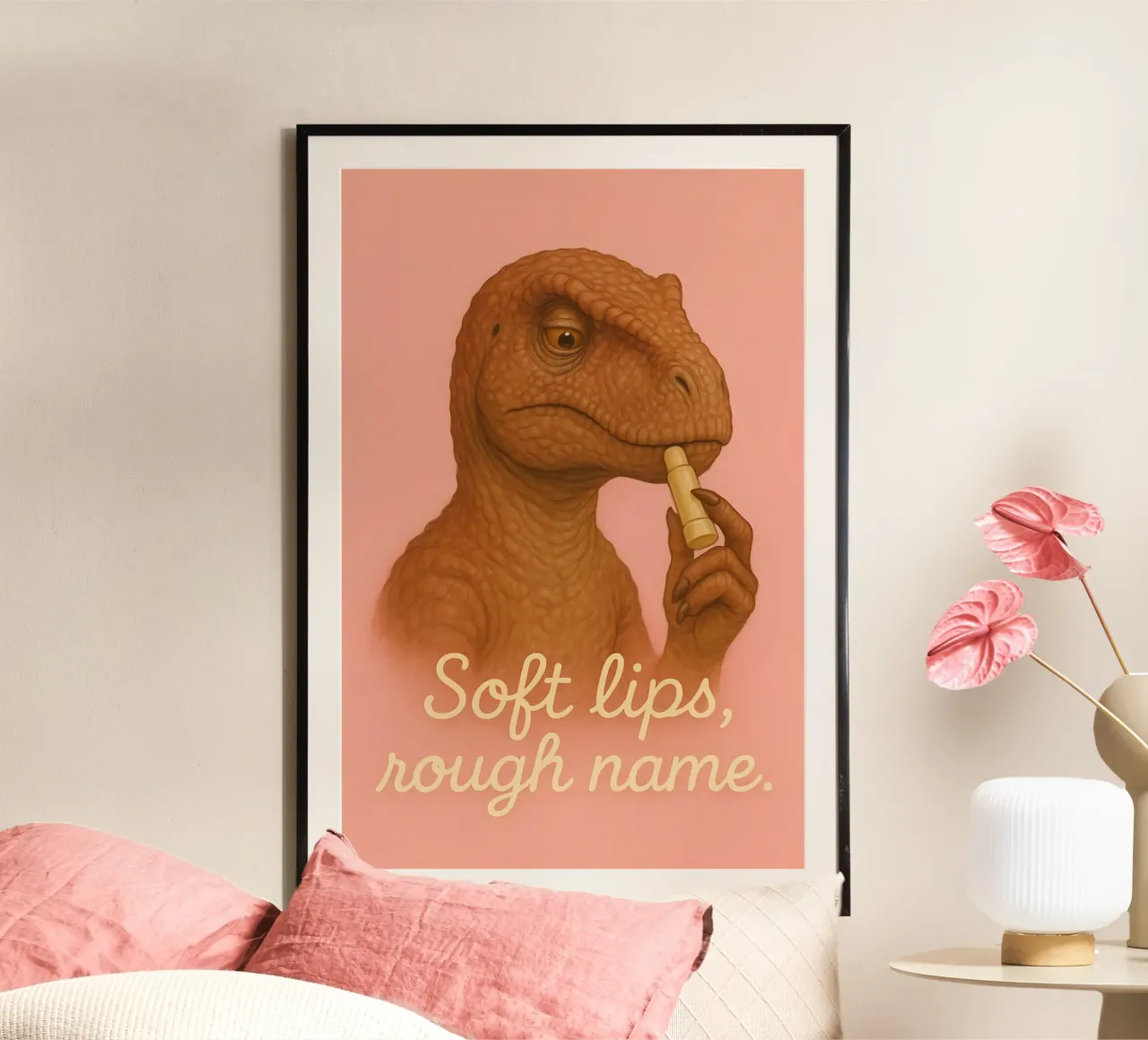 Meme divertente di Rugops poster con telaio in legno da Funny Humor Art