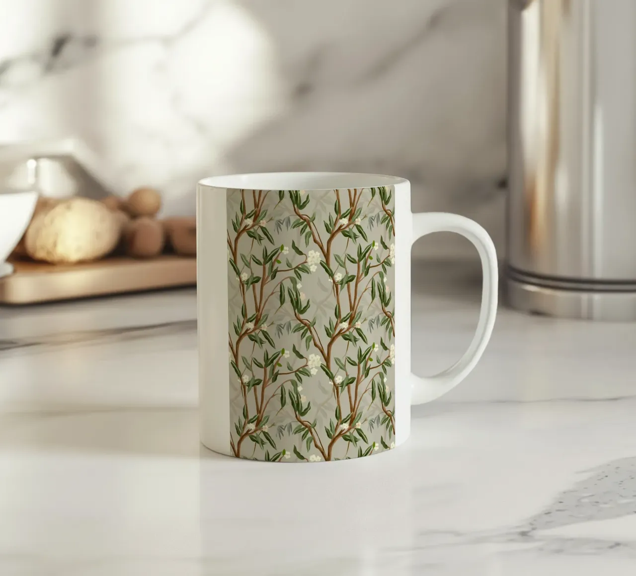 Chinoiserie branches and small white flowers pattern handpai tazza in ceramica da mysteriouscoco