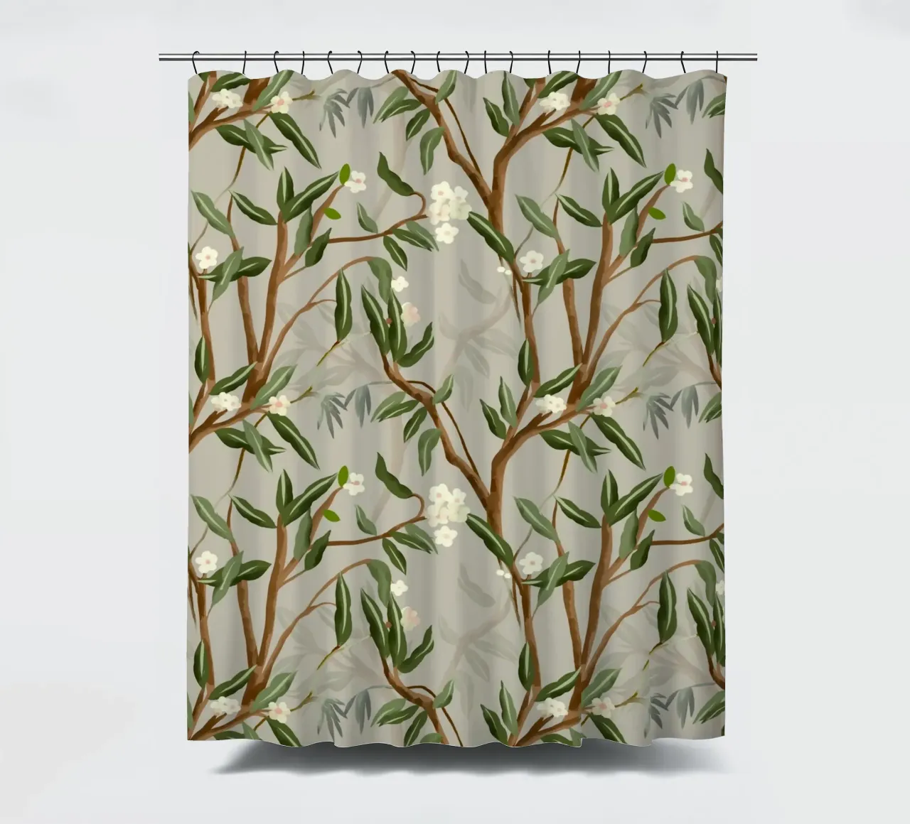 Chinoiserie branches and small white flowers pattern handpai tenda da doccia da mysteriouscoco