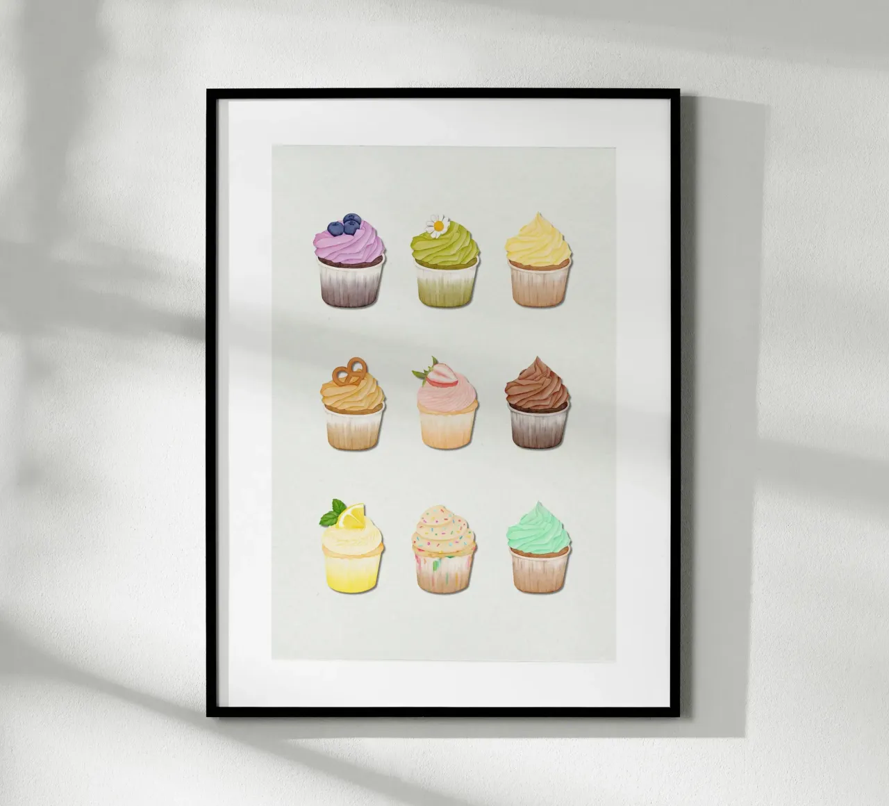 Stampa di cupcake stravaganti - Dolci per bambini e cucine poster con telaio in alluminio da Sprouts & Sparks