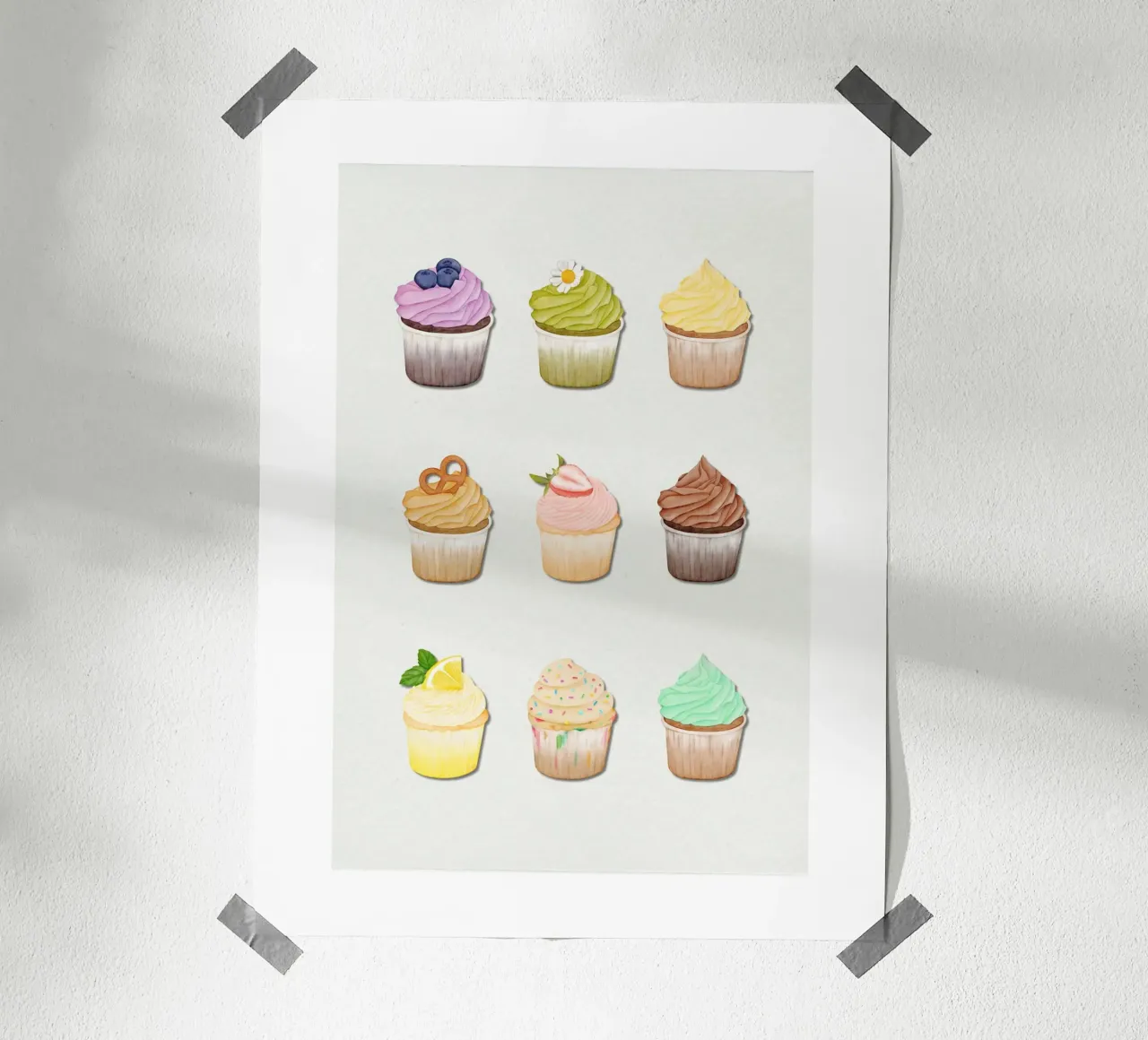 Stampa di cupcake stravaganti - Dolci per bambini e cucine poster con telaio in alluminio da Sprouts & Sparks