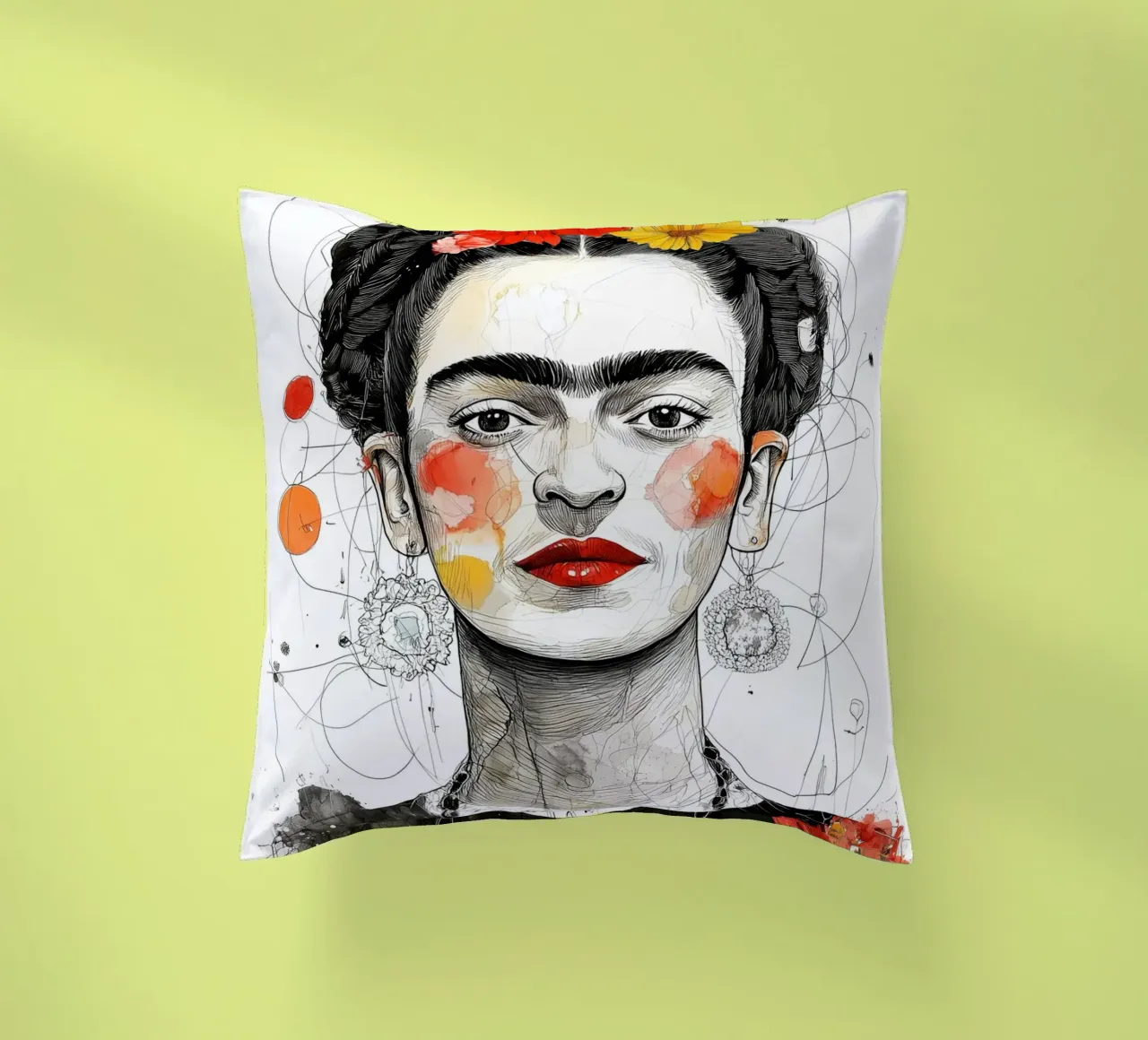 Ritratto di Frida cuscino da Justyna Jaszke JBJart
