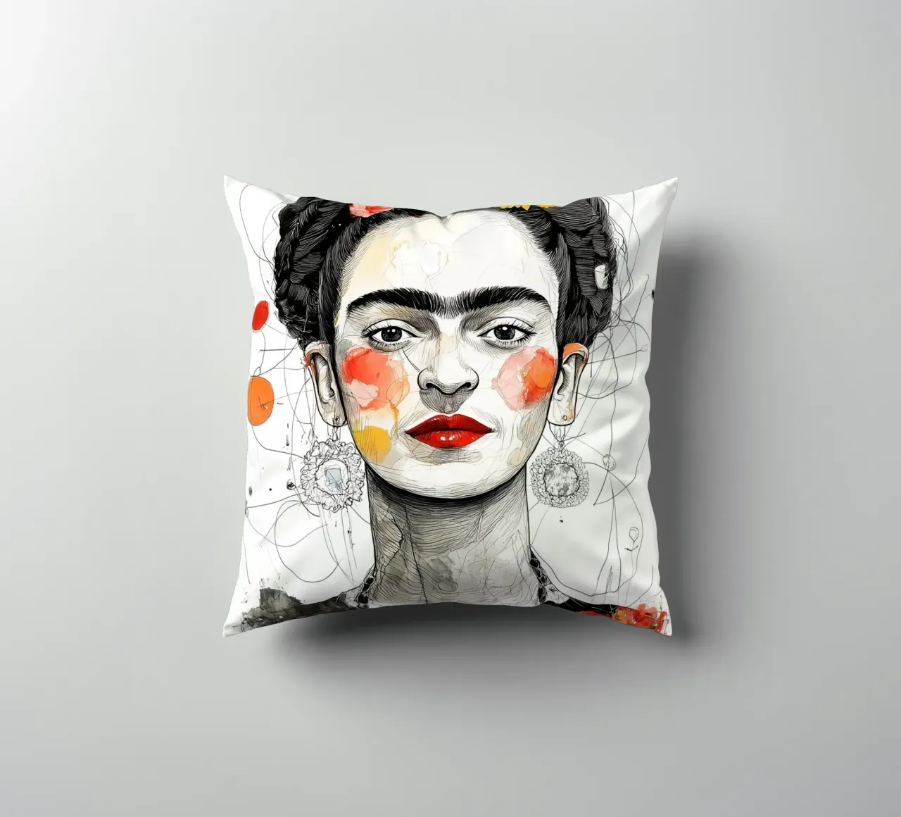 Ritratto di Frida cuscino da Justyna Jaszke JBJart