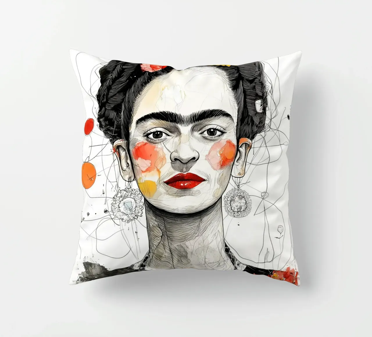 Ritratto di Frida cuscino da Justyna Jaszke JBJart