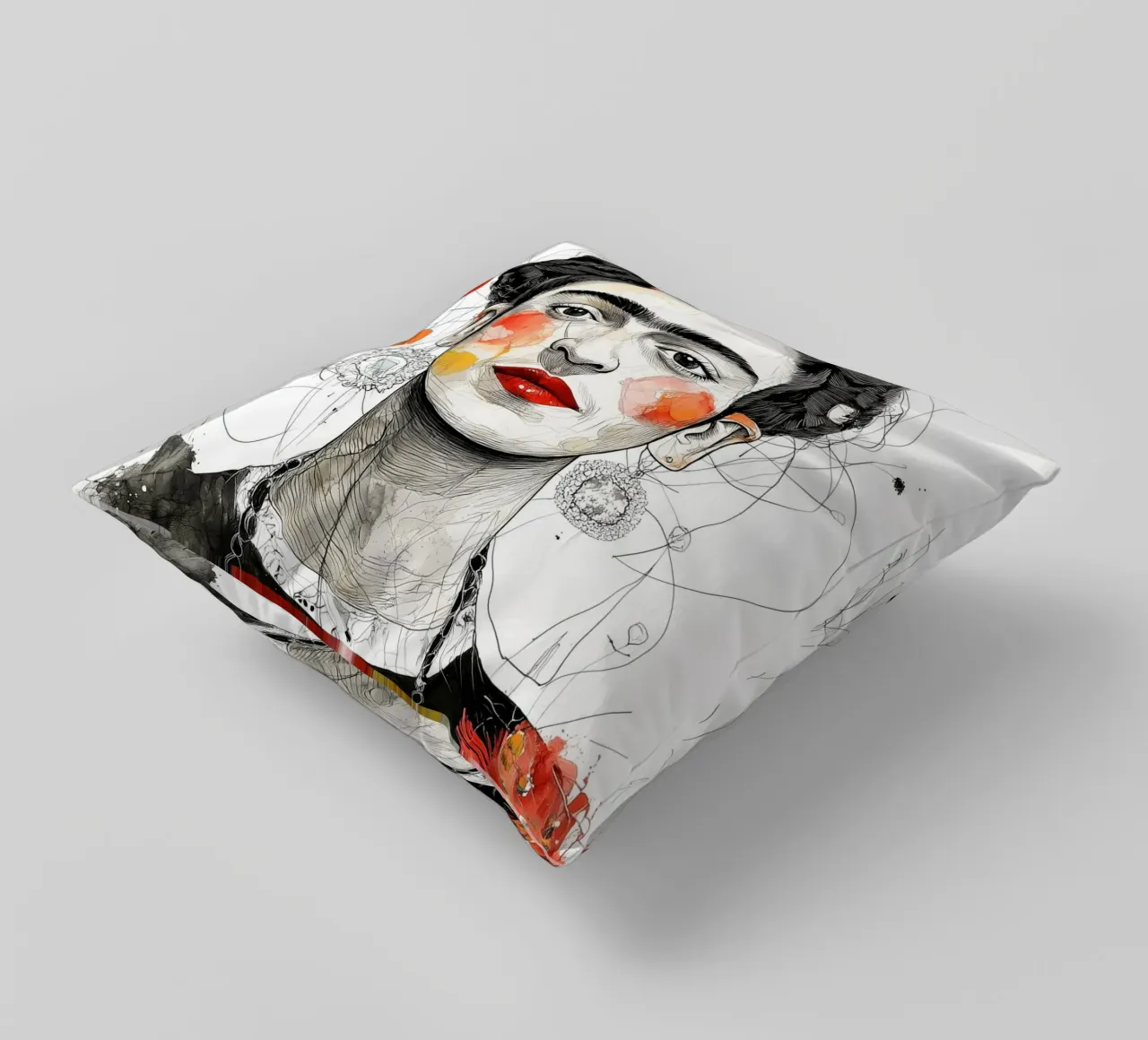 Ritratto di Frida cuscino da Justyna Jaszke JBJart