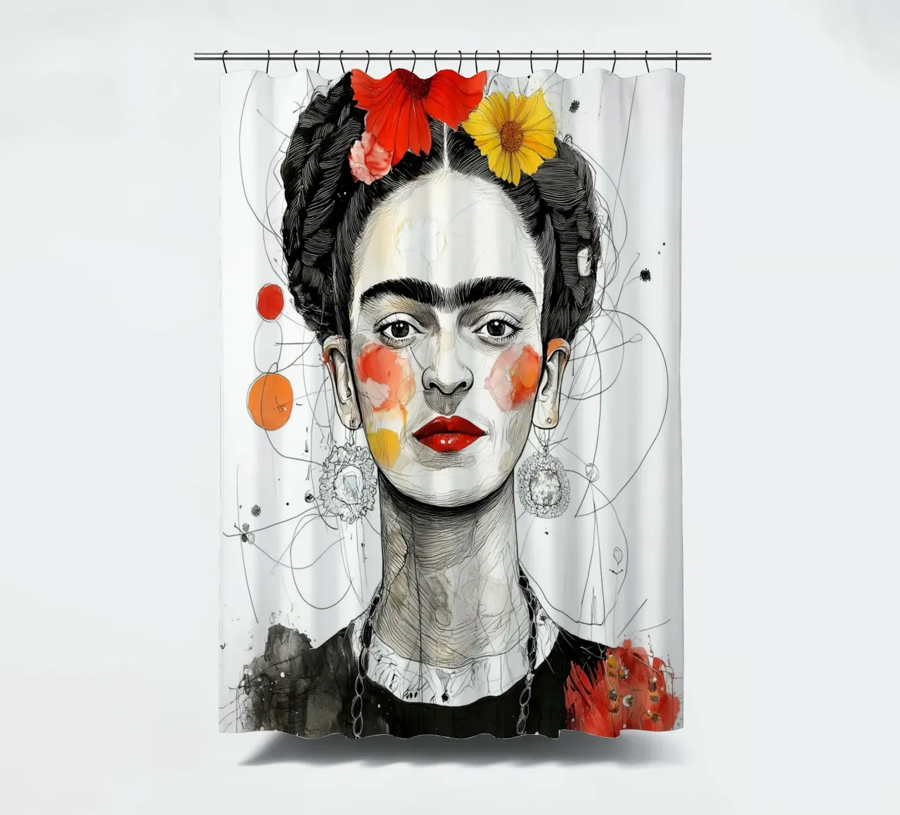 Ritratto di Frida tenda da doccia da Justyna Jaszke JBJart