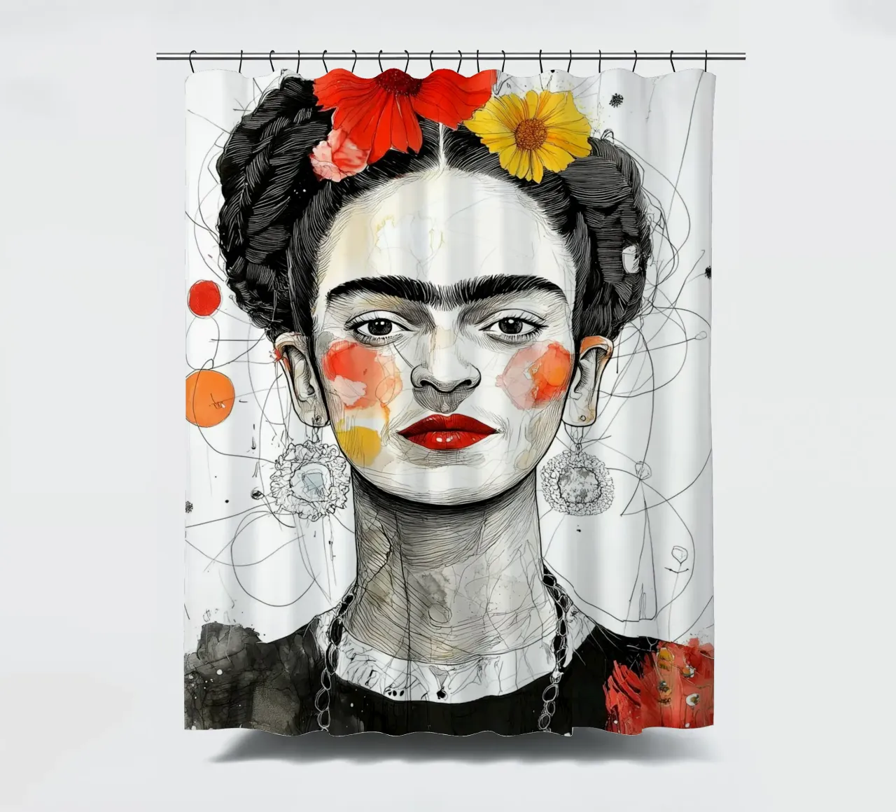 Ritratto di Frida tenda da doccia da Justyna Jaszke JBJart