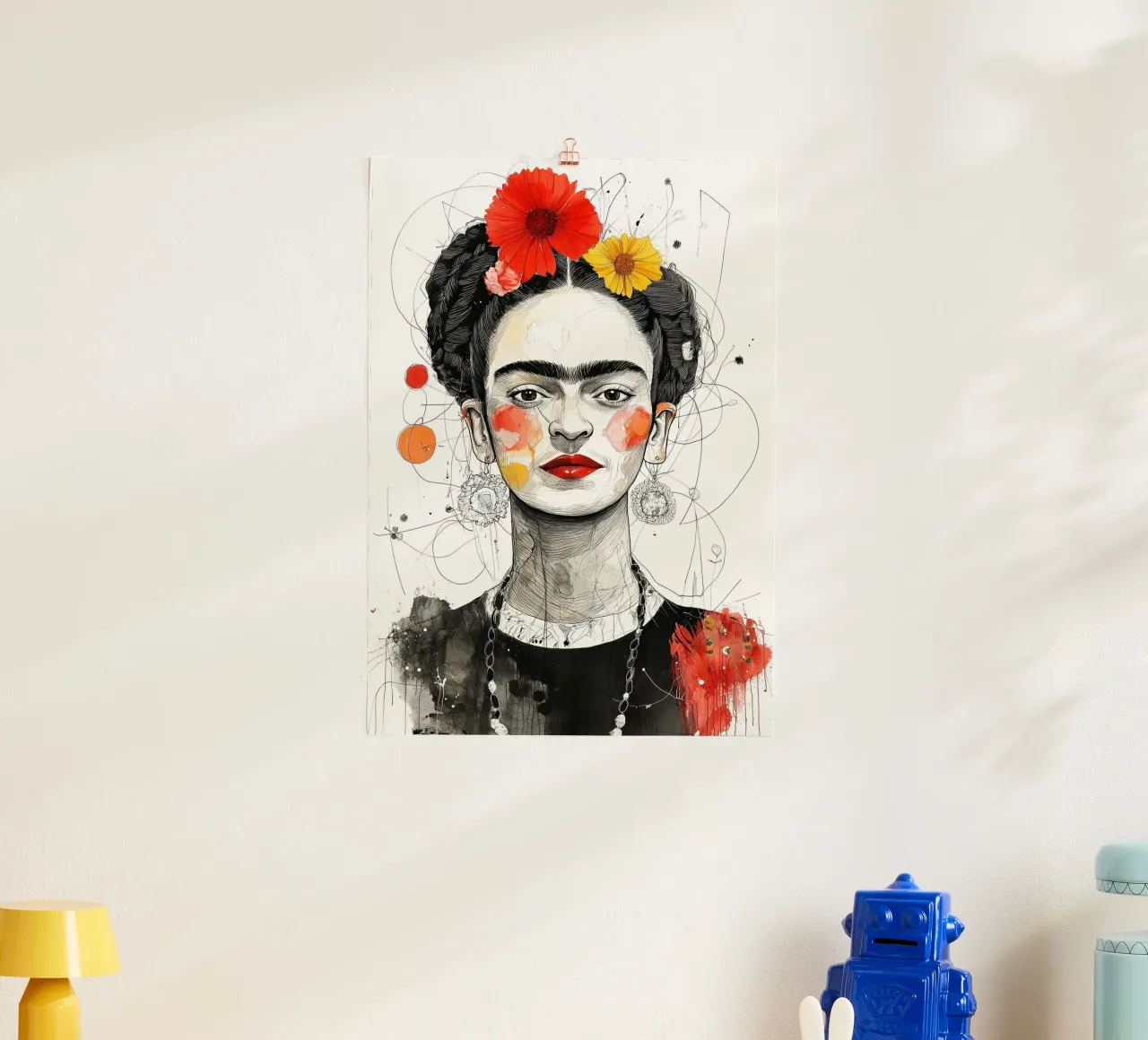 Ritratto di Frida poster con telaio in plastica da Justyna Jaszke JBJart