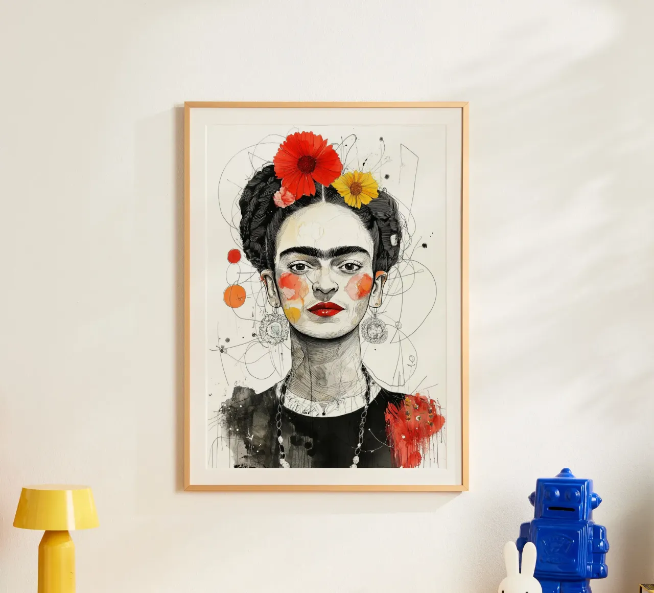 Ritratto di Frida poster con telaio in plastica da Justyna Jaszke JBJart