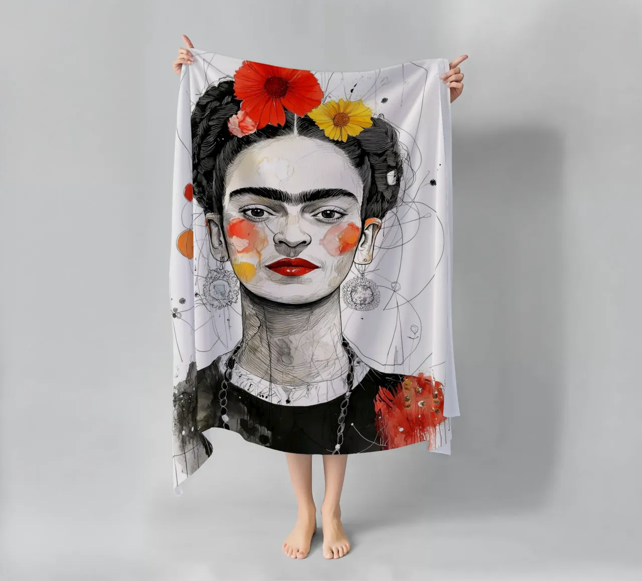 Ritratto di Frida telo mare da Justyna Jaszke JBJart