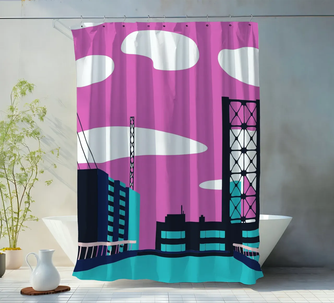 Zum Gebäude Duschvorhang von TODAY'S SHOP