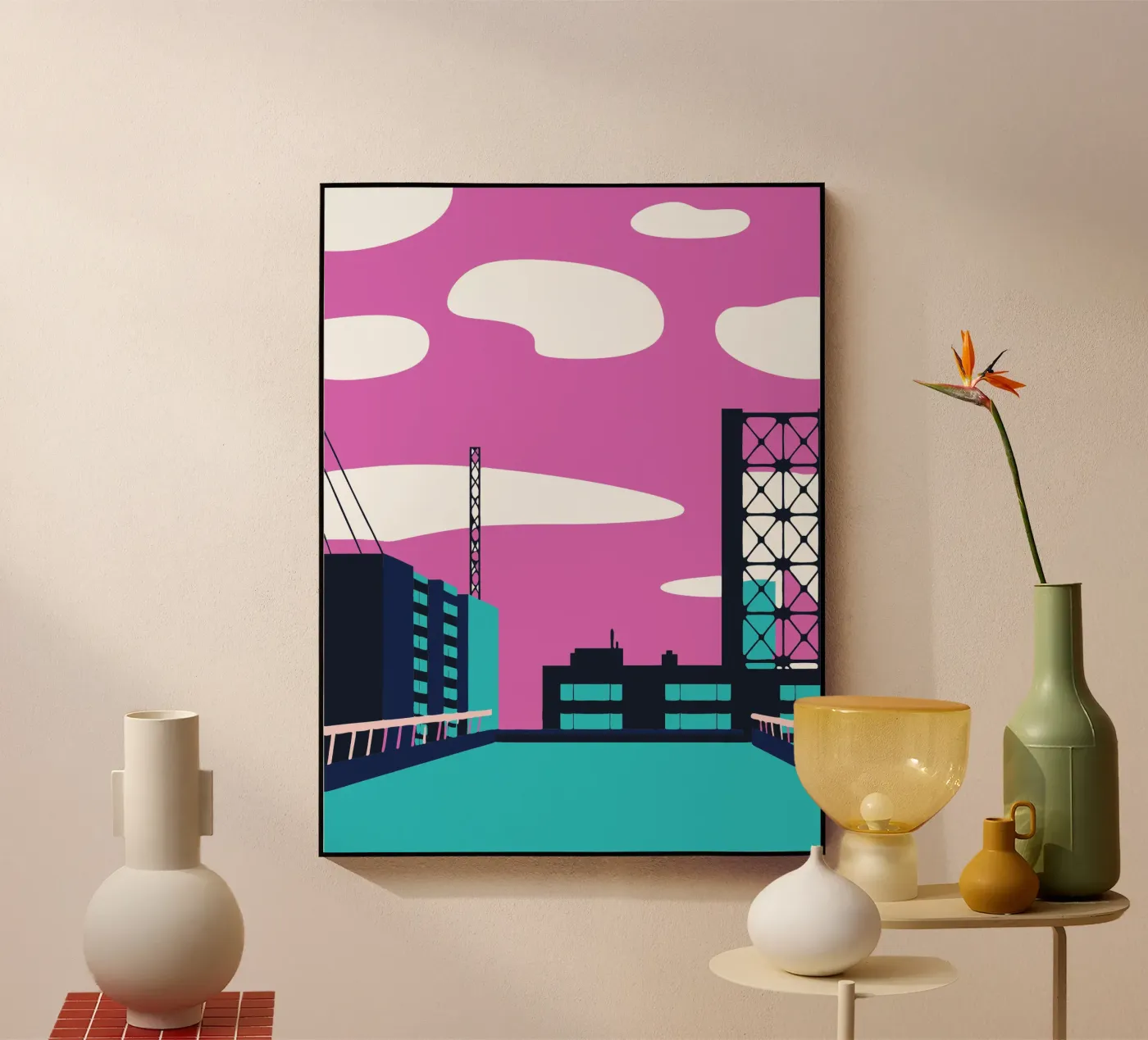 Sur le bâtiment plexiglas de TODAY'S SHOP