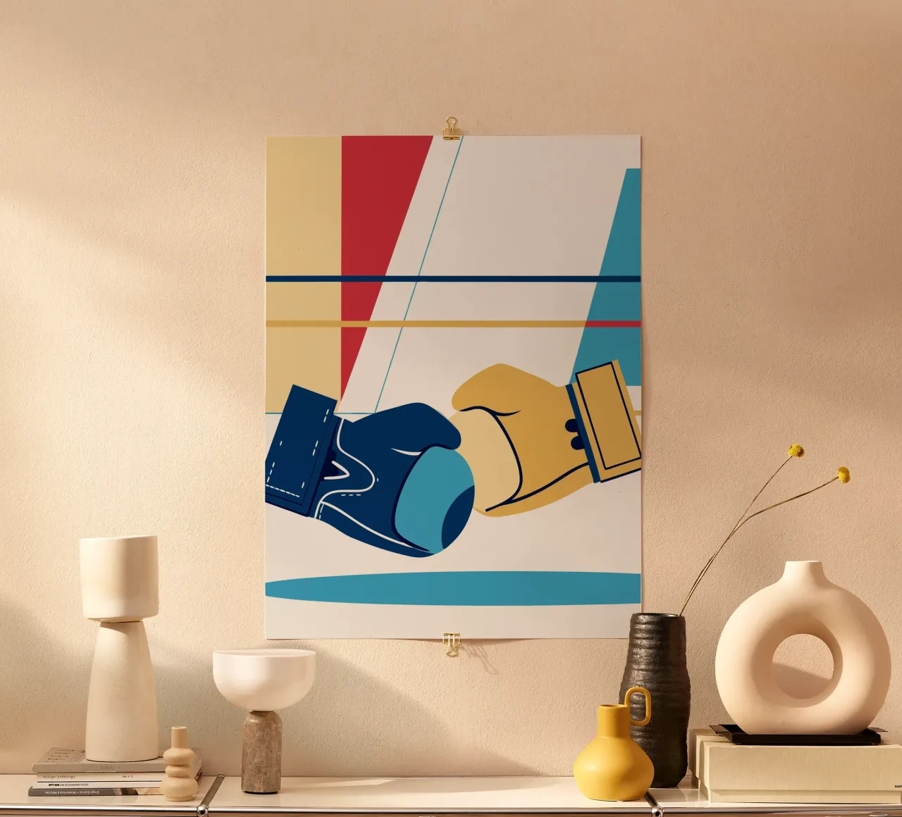 Guanti da boxe poster con telaio in legno da TODAY'S SHOP