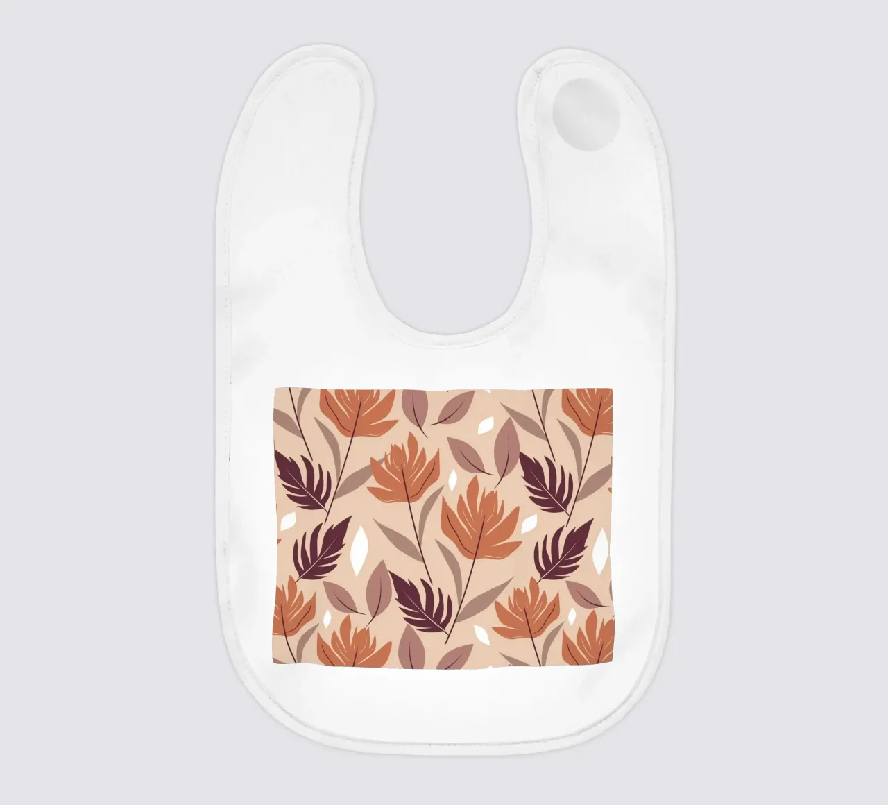 Rust & Mocha Leaves baby bib by Kintsugi99