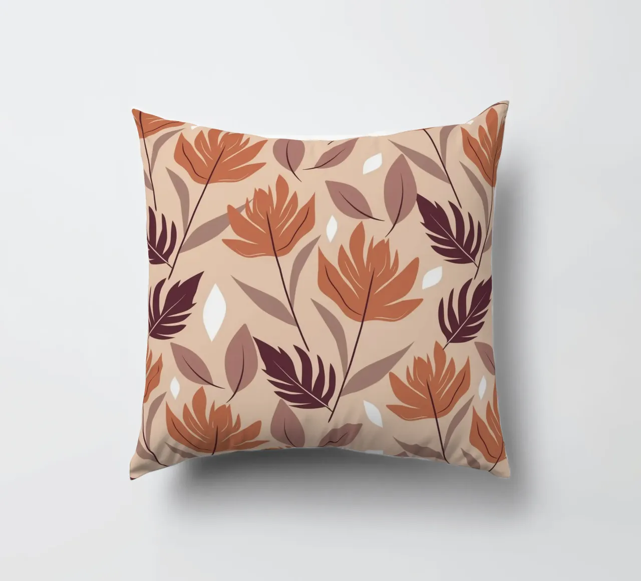 Rust & Mocha Leaves decorative cushion by Kintsugi99