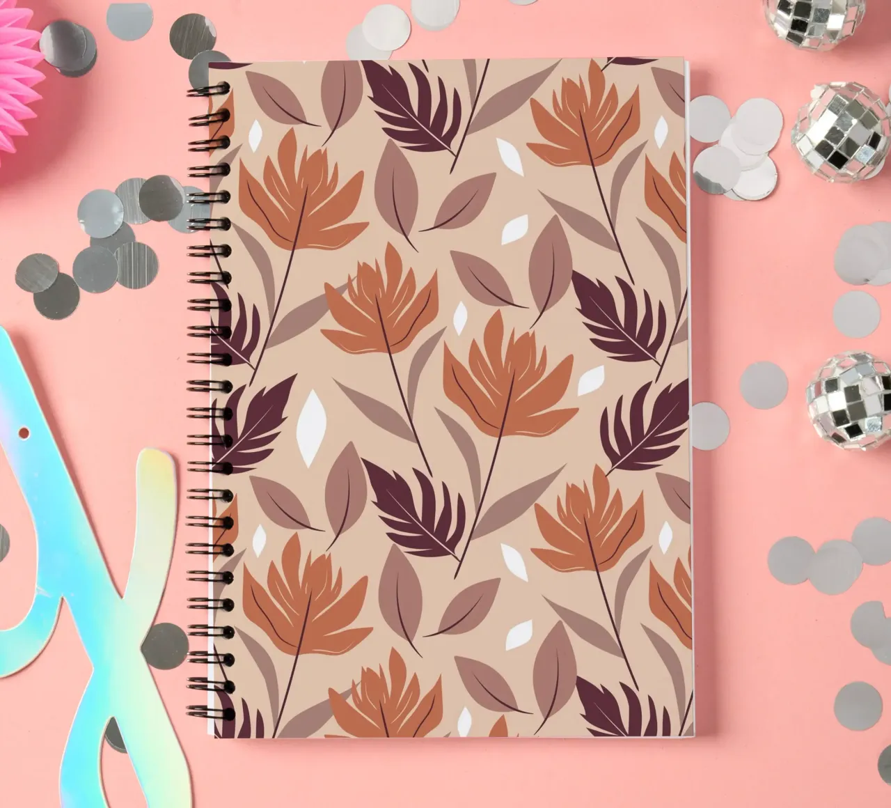 Rust & Mocha Leaves spiral notebook by Kintsugi99
