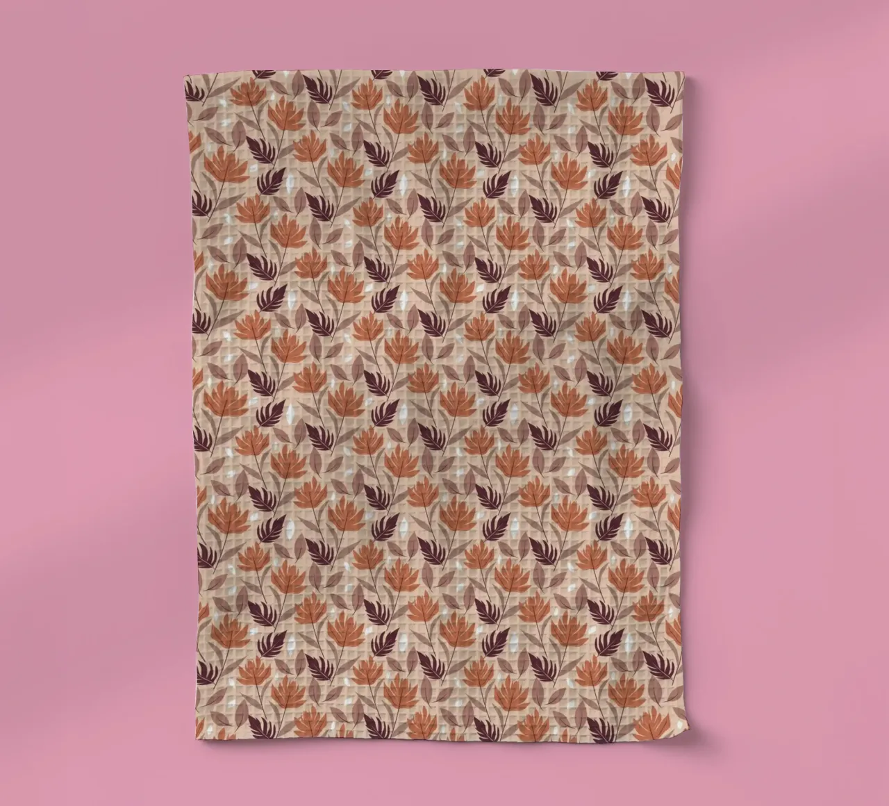 Rust & Mocha Leaves tea towel by Kintsugi99