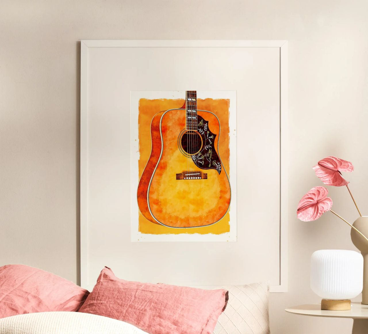 guitar musical instrument acoustic guitar frets poster by Perry Kale