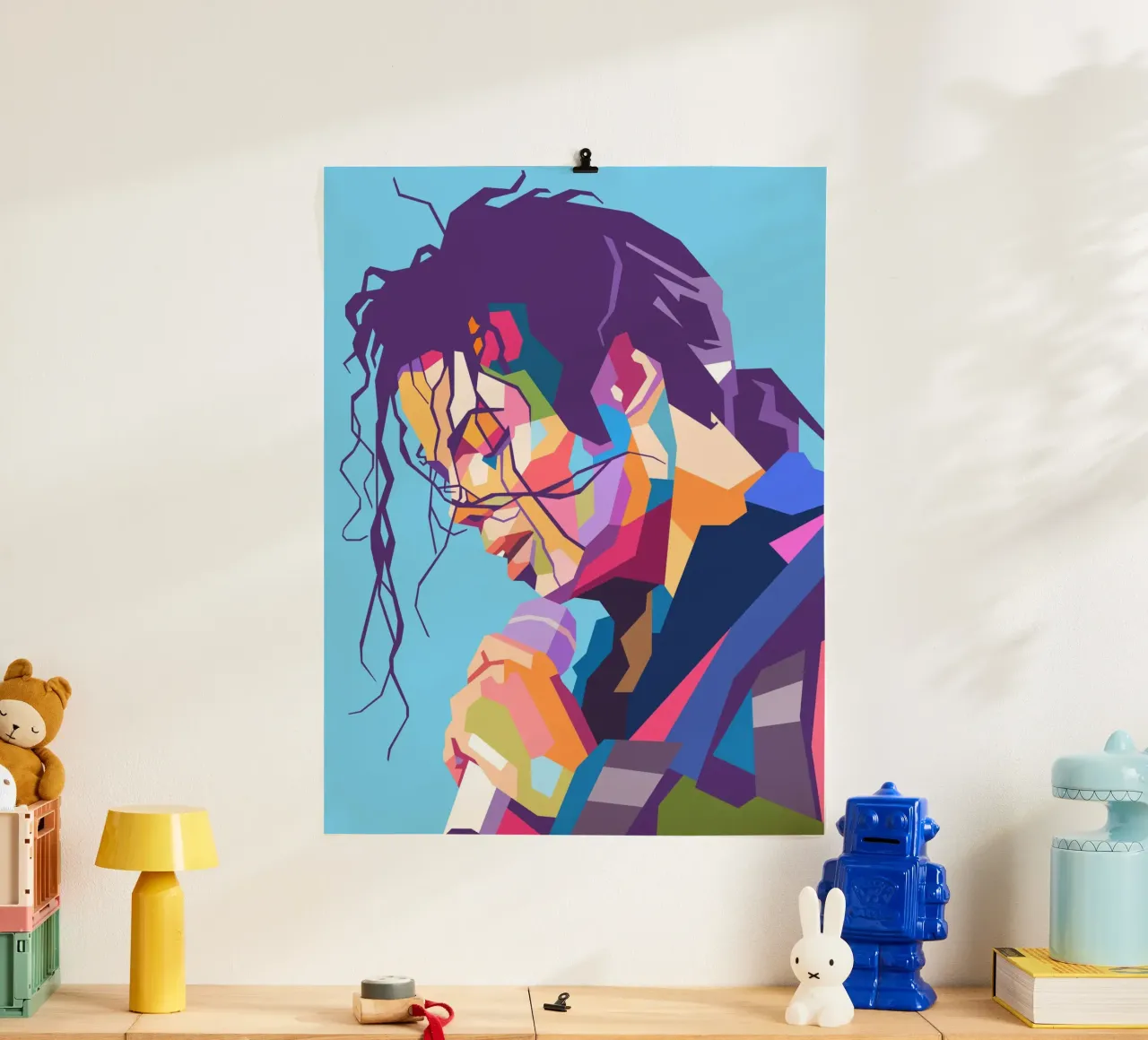 Michael Jackson, cantante iconico poster con telaio in legno da Hantamrata