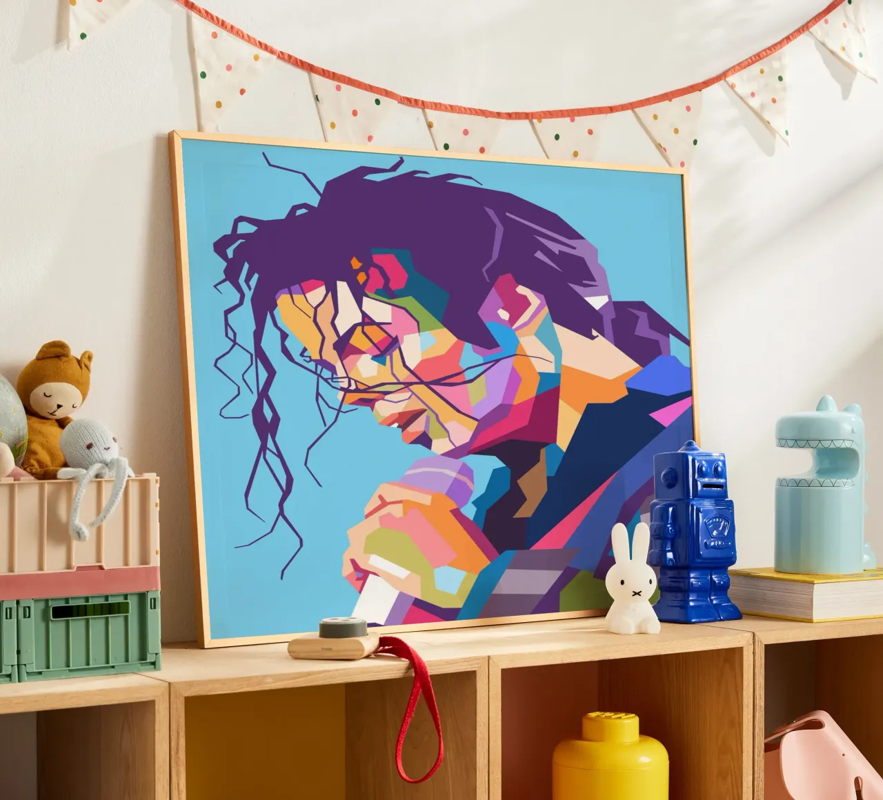 Michael Jackson, cantante iconico poster con telaio in legno da Hantamrata