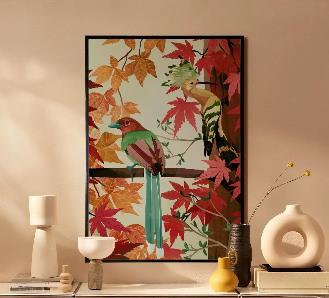 Birds Of Autumn poster con telaio in plastica da Goed Blauw