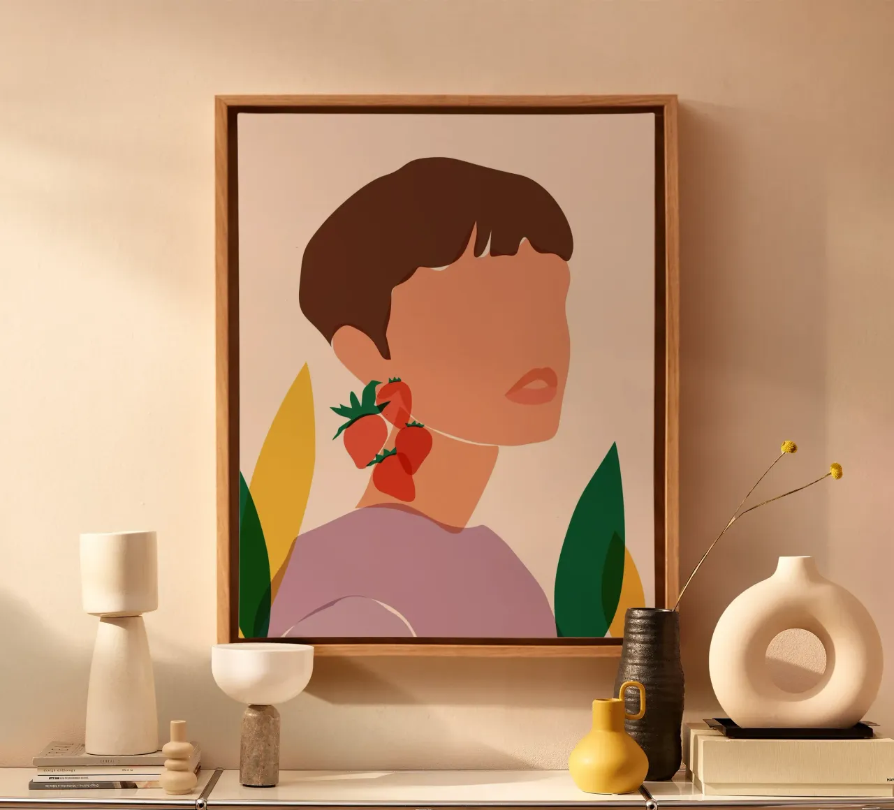 Orecchini a forma di fragola tela con Cornice a cassetta da Kintsugi99