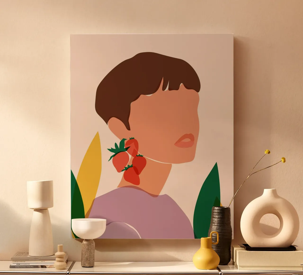 Orecchini a forma di fragola tela con Cornice a cassetta da Kintsugi99