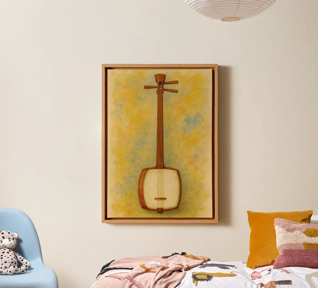 shamisen verbeelding schilderij tekening kunst canvas met Baklijst van the gendels