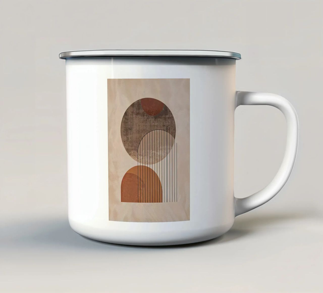 cerchio sfera semicerchio arco astratto forme texture tazza in smalto da Nick Haluck
