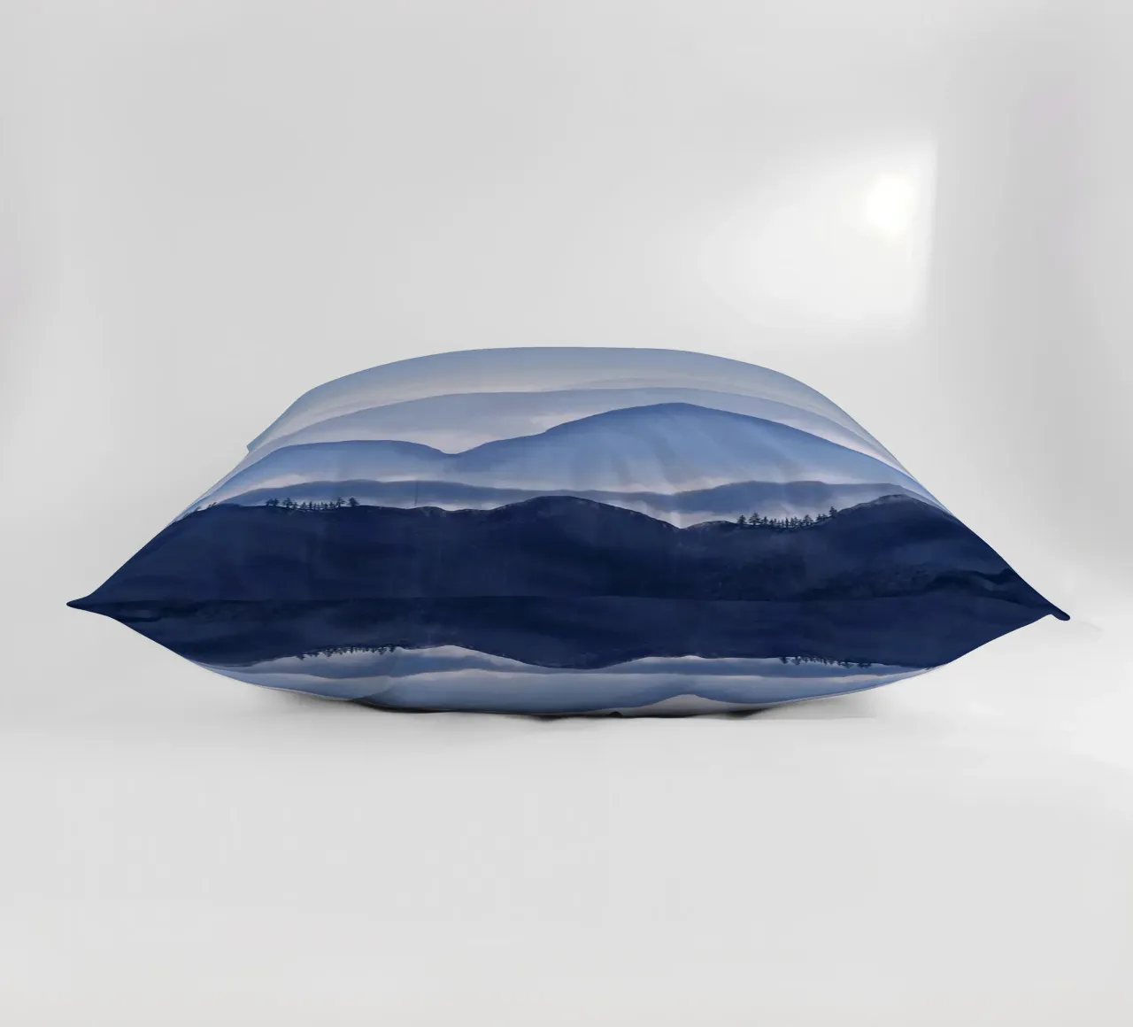 mountains mist fog trees forest sky horizon decorative cushion by Kirsten C Nolan