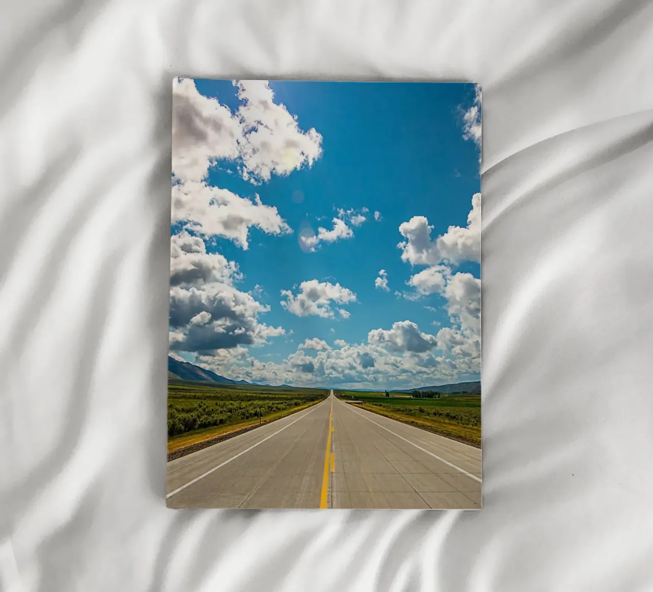 highway open road road sign clouds mountains landscape notebook by Kirsten C Nolan