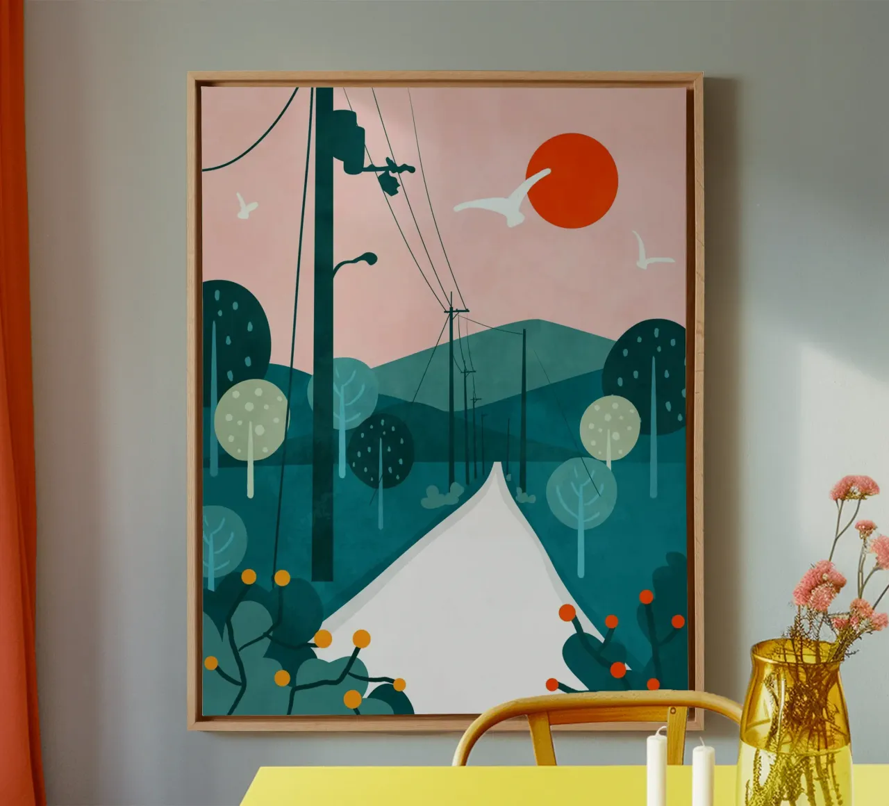 Chill Road, No Traffic, Just Vibes canvas with Floater frame by Kintsugi99