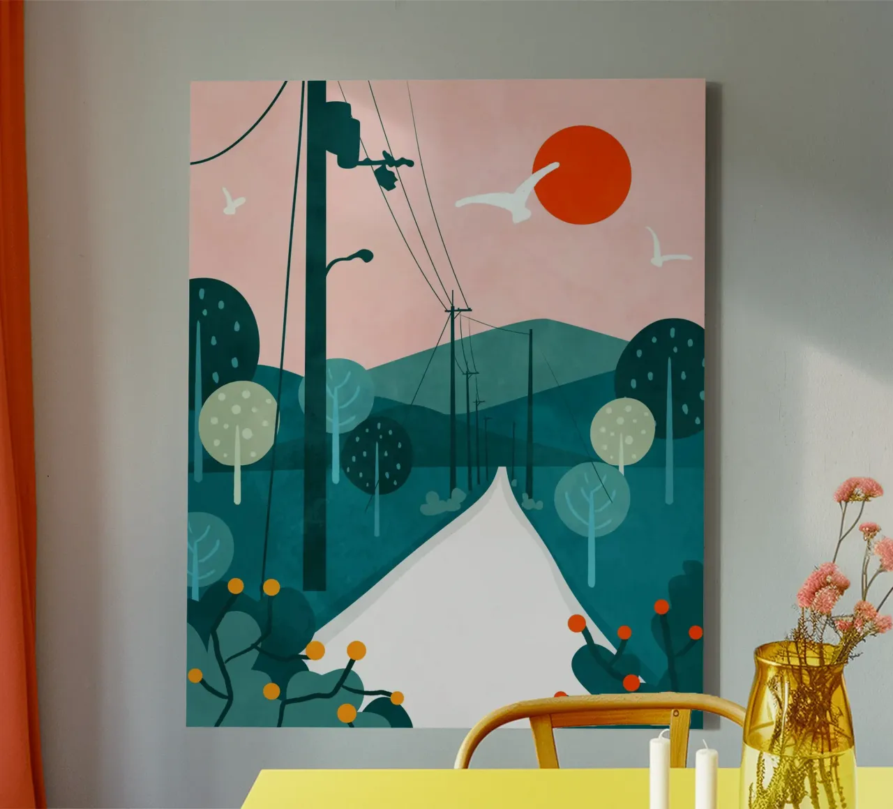 Chill Road, No Traffic, Just Vibes canvas with Floater frame by Kintsugi99