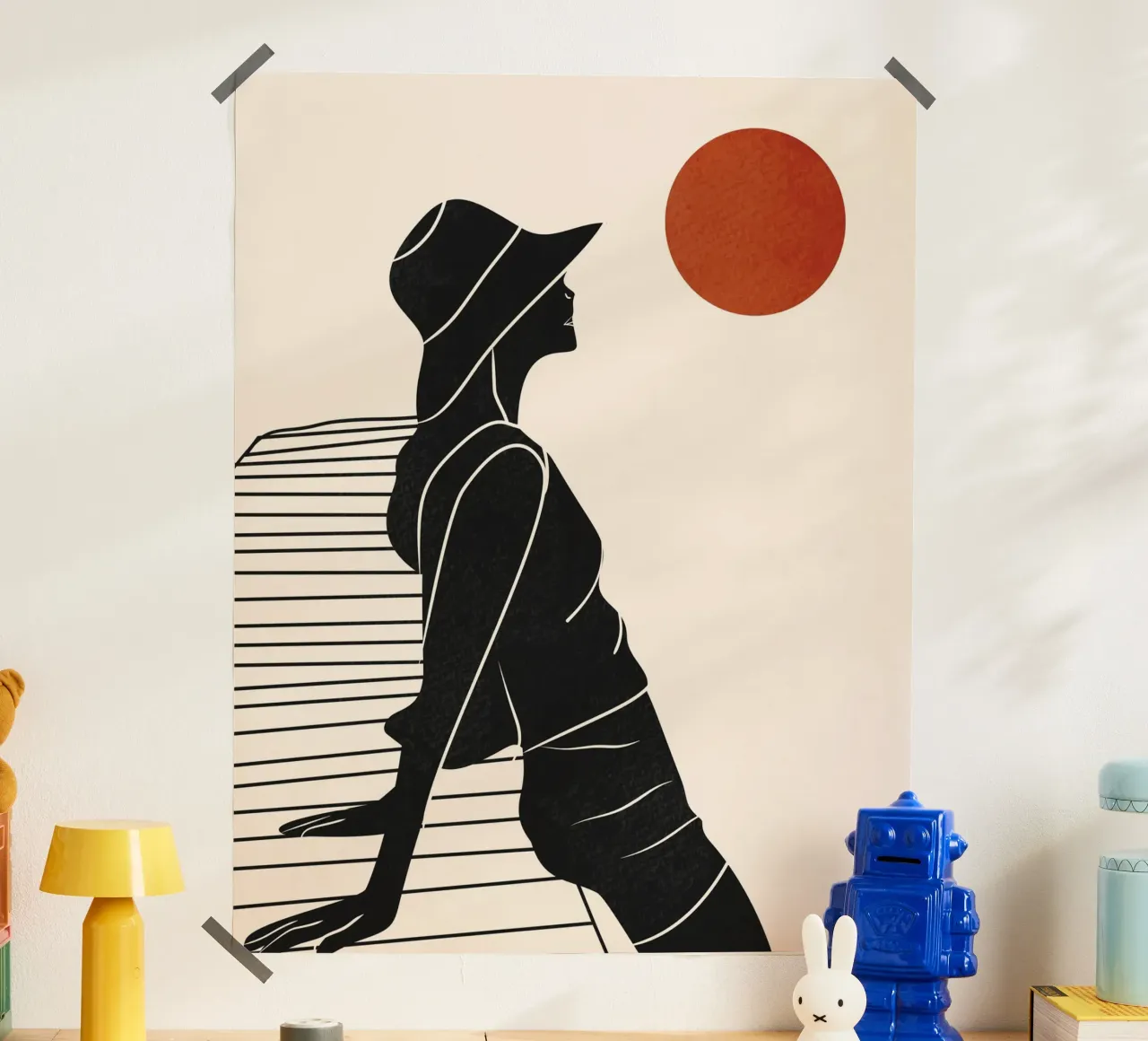 In riva al mare poster con telaio in legno da Kintsugi99