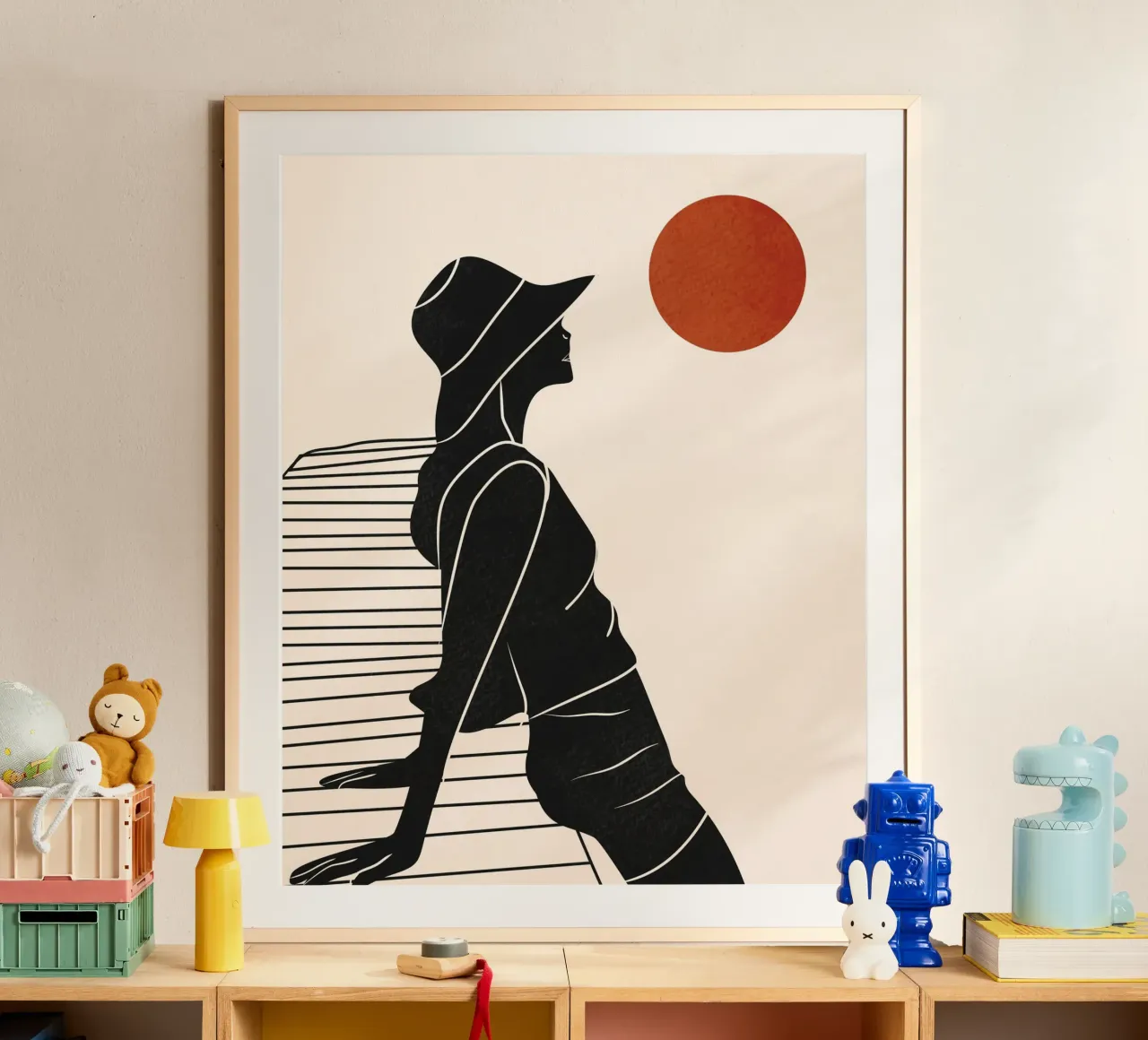 In riva al mare poster con telaio in legno da Kintsugi99