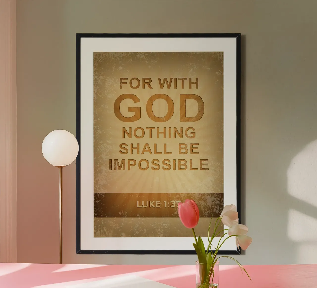 Bibel luke 1 37 Christentum motivierendes Zitat Poster von James Isaac Jackson